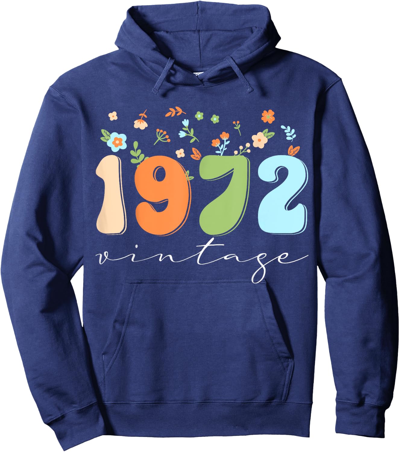 Vintage 1972 Shirt Funny Flower Graphic Retro Hoodie - Hoodie | Navy