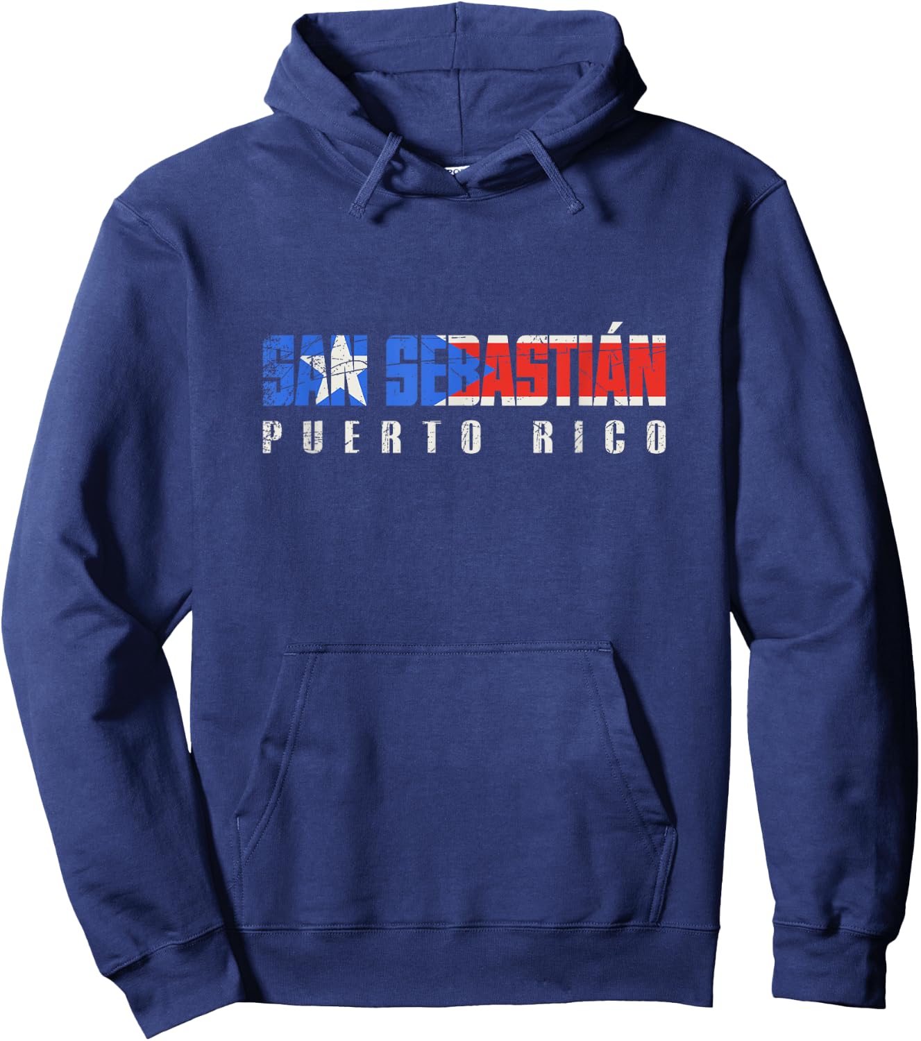 San Sebastián Puerto Rico, Puerto Rican flag Hoodie - Hoodie | Navy