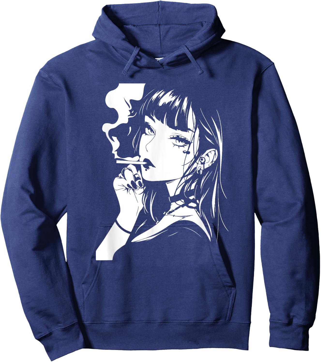 Grunge Anime Girl Hoodie - Hoodie | Navy