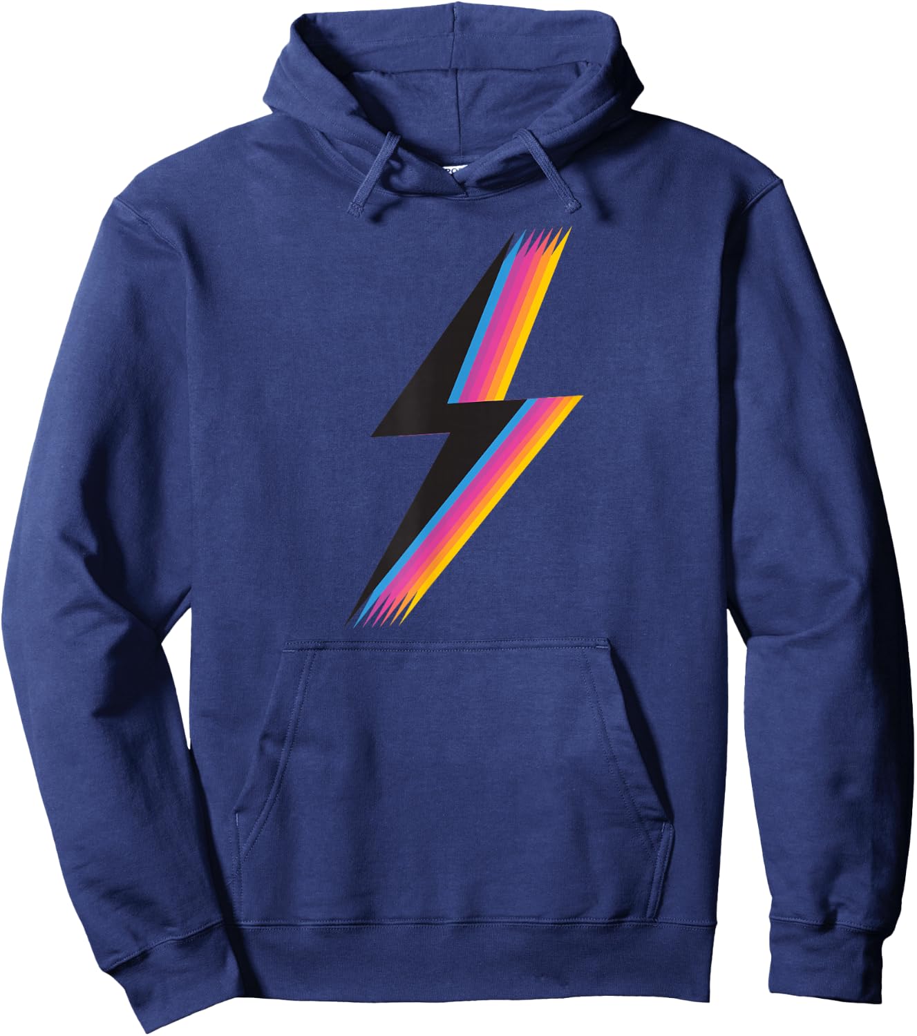 Lightning Bolt with Cool Colorful Retro Graphic Hoodie - Hoodie | Navy
