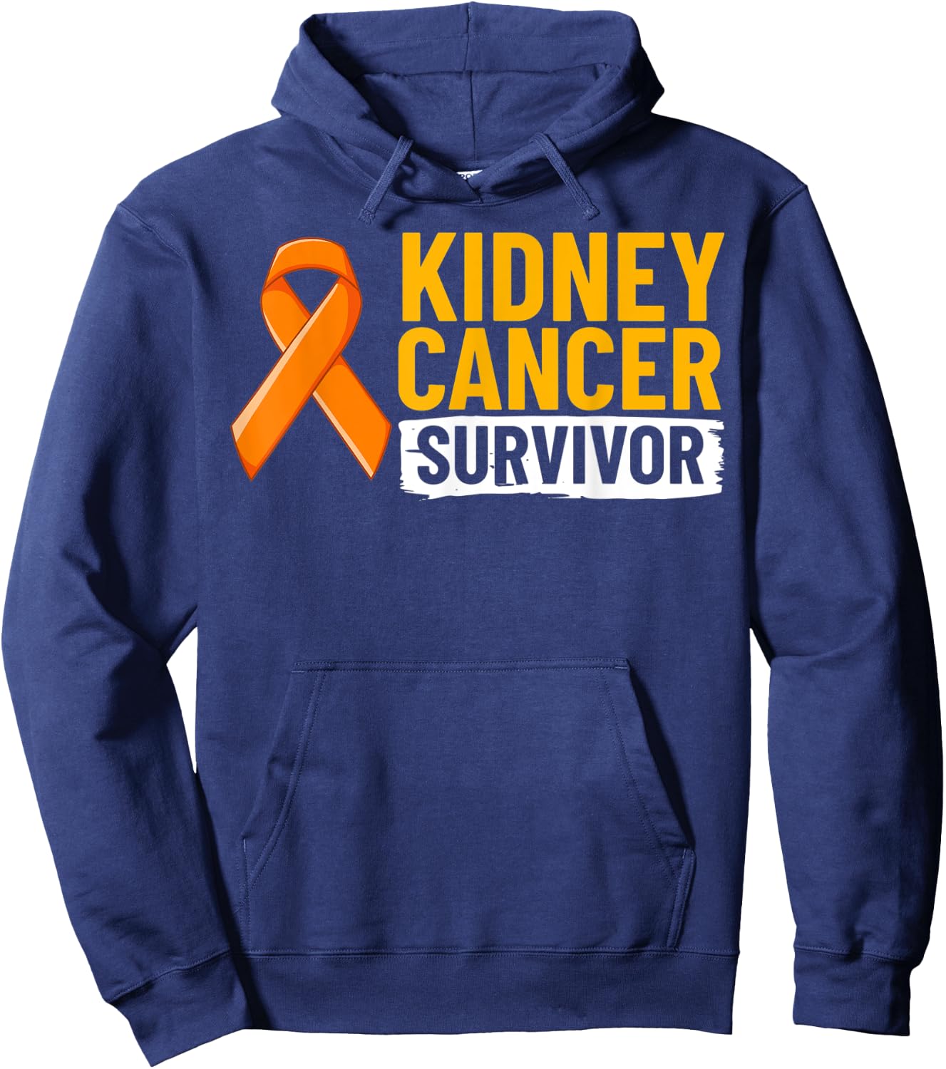 Kidney Cancer Orange Ribbon Awareness Survivor Hoodie - Hoodie | Navy