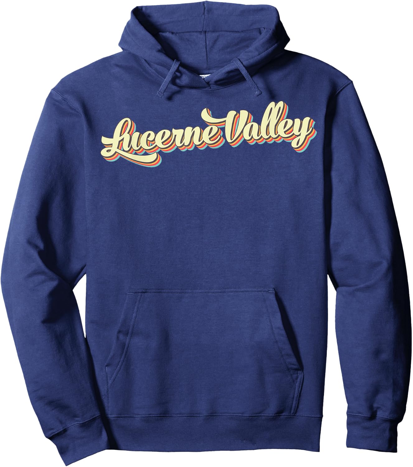 Lucerne Valley Retro Art Baseball Font Vintage Hoodie - Hoodie | Navy