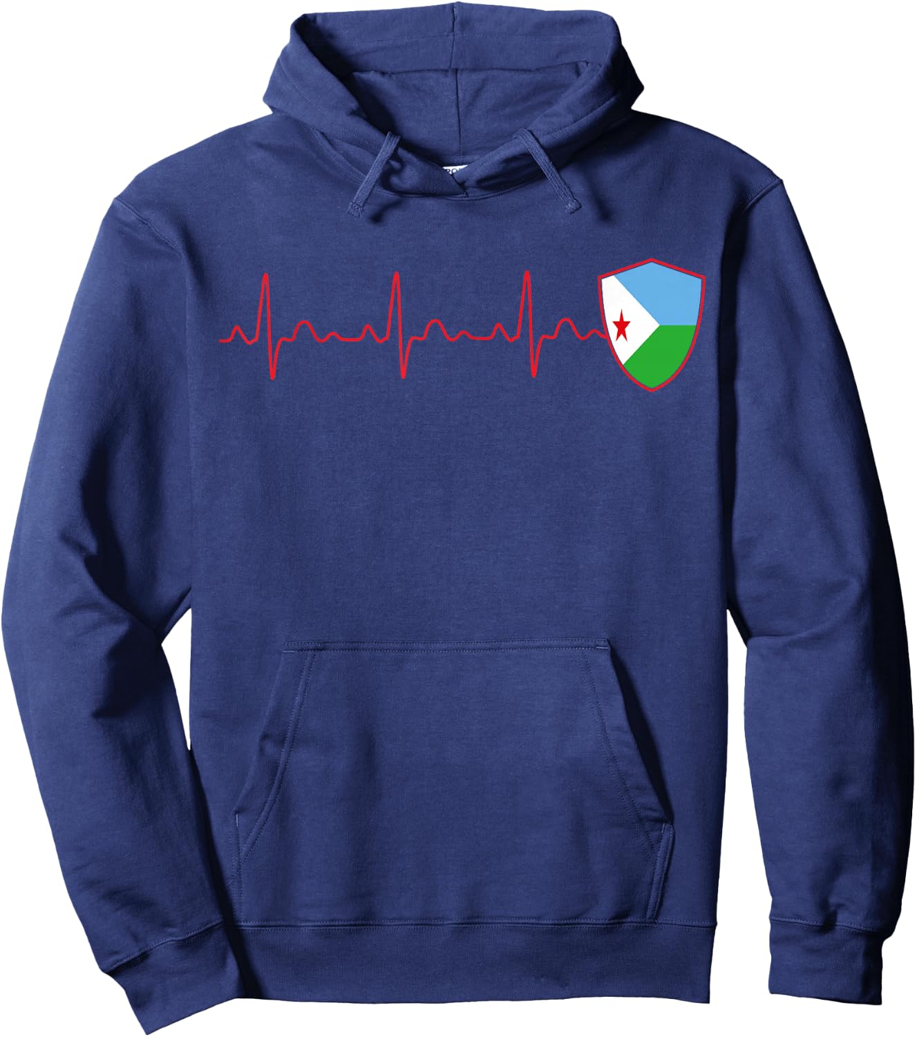 Djibouti Flag Heartbeat EKG Patriotic National Hoodie - Hoodie | Navy