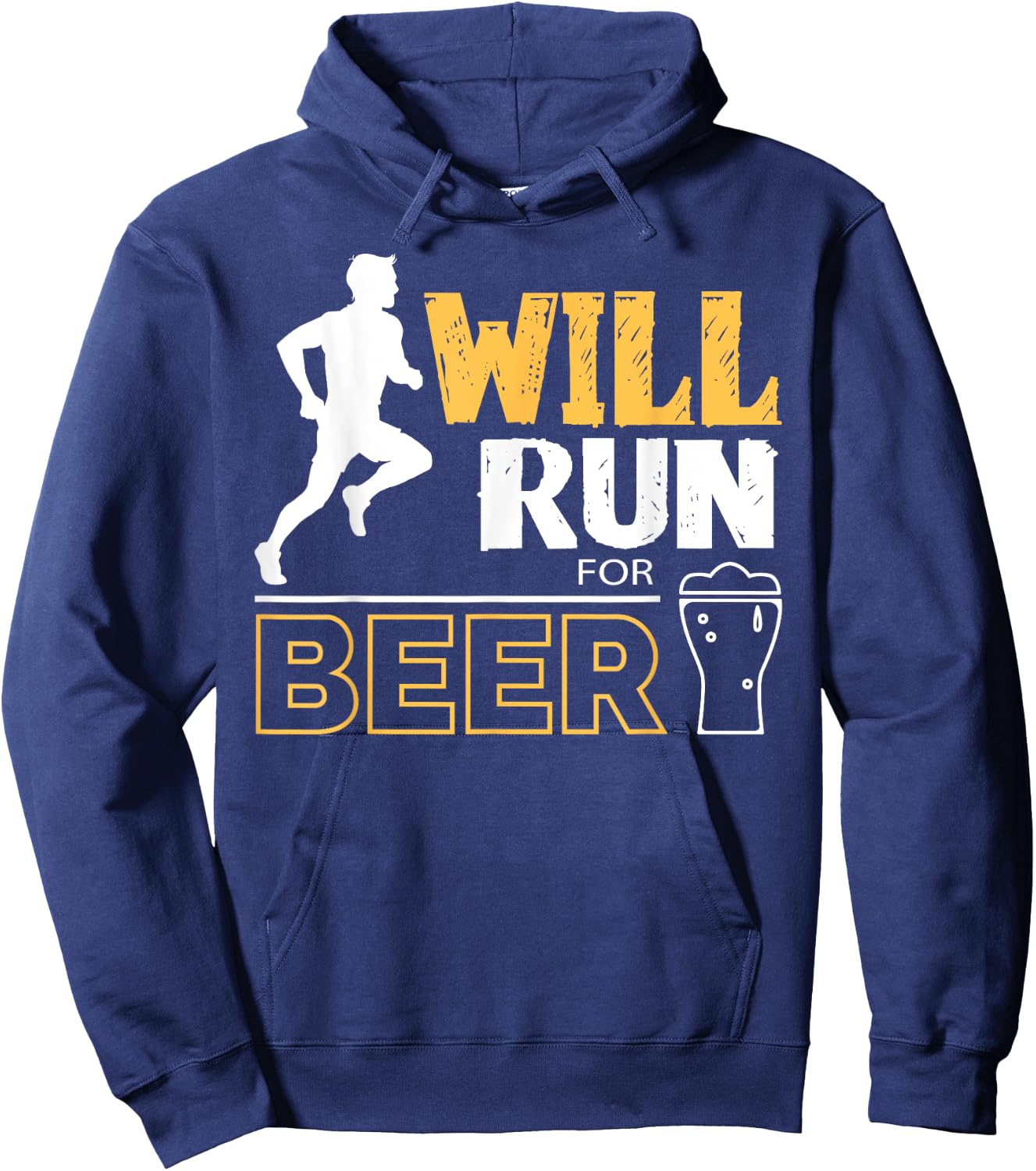Will Run For Beer Funny Runner Hoodie - Hoodie | Navy