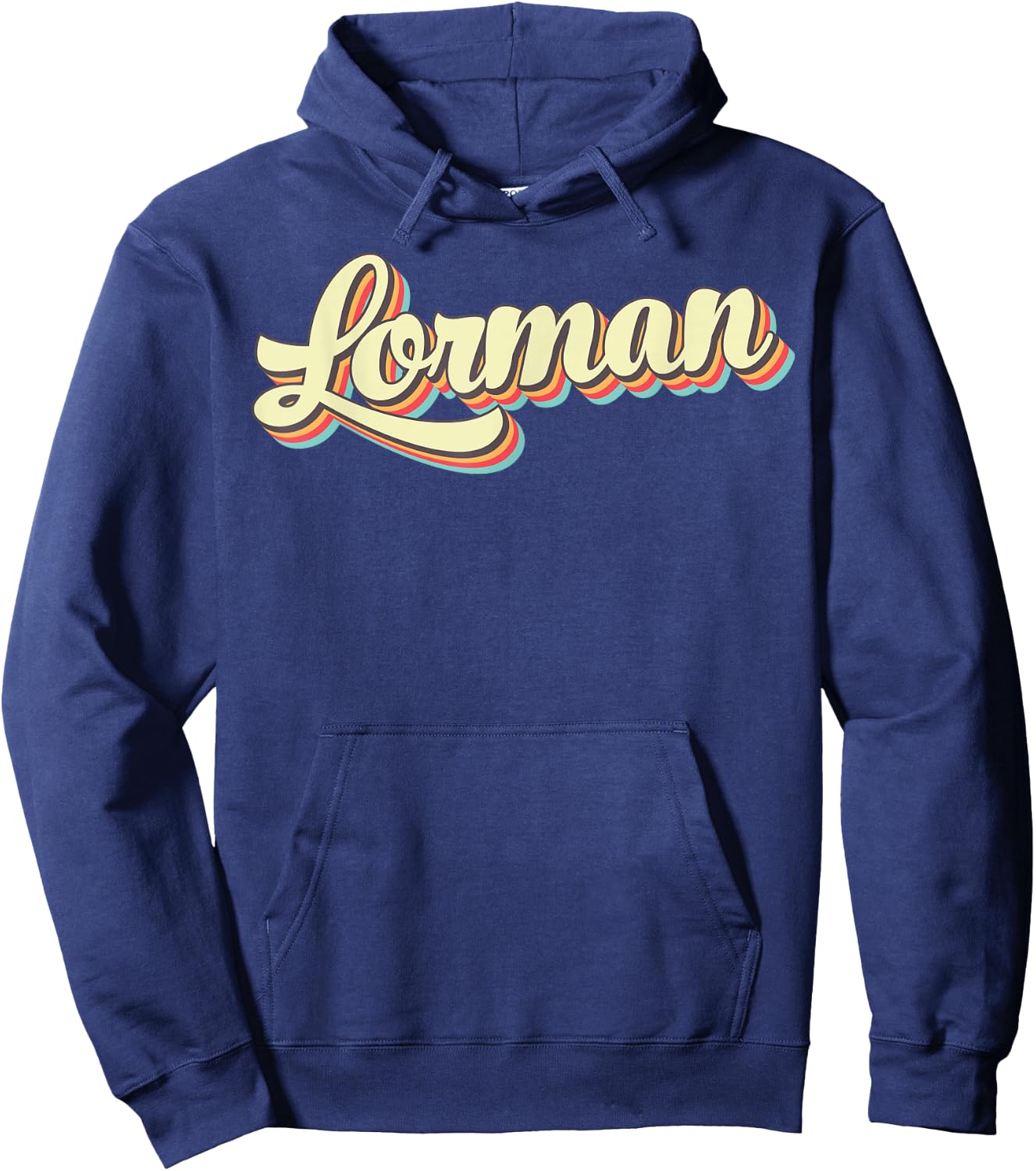 Lorman Retro Art Baseball Font Vintage Hoodie - Hoodie | Navy
