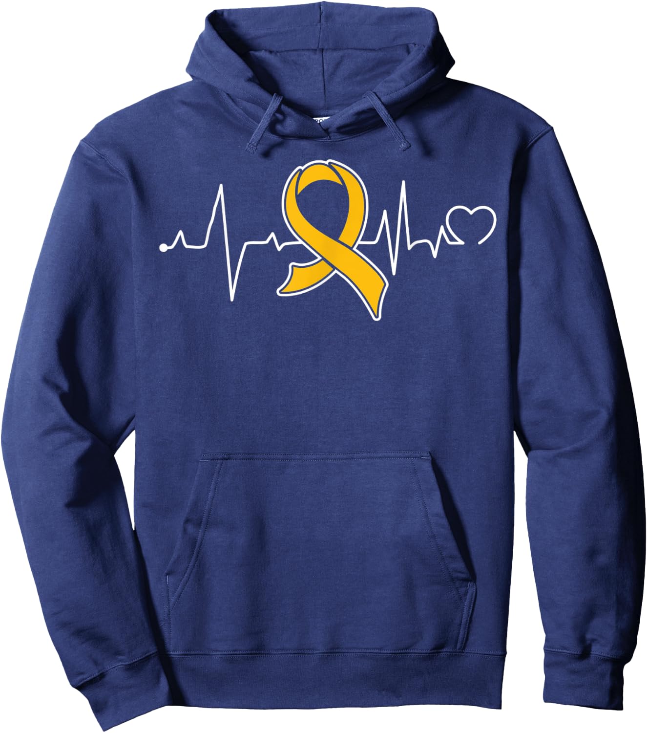 Heartbeat- Childhood Cancer Awareness Item Hoodie - Hoodie | Navy