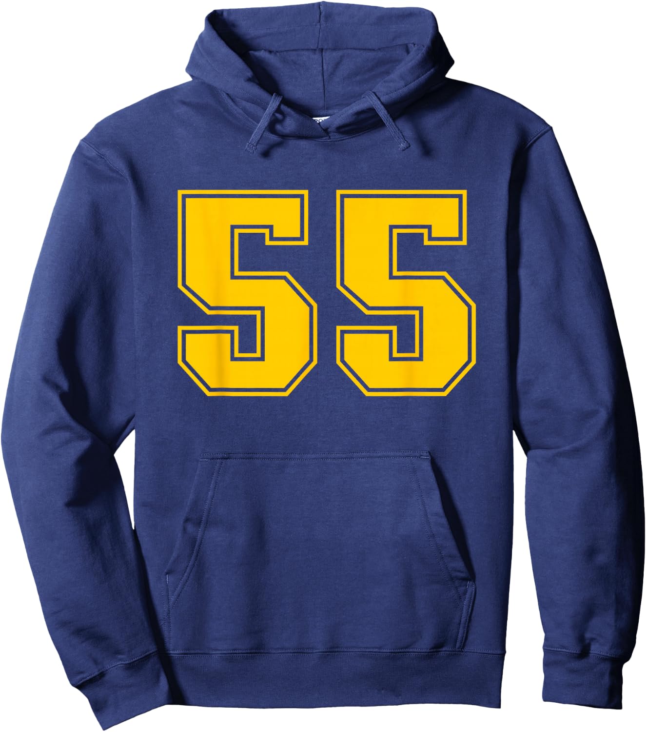 Yellow Sports Team Number #55 Hoodie - Hoodie | Navy