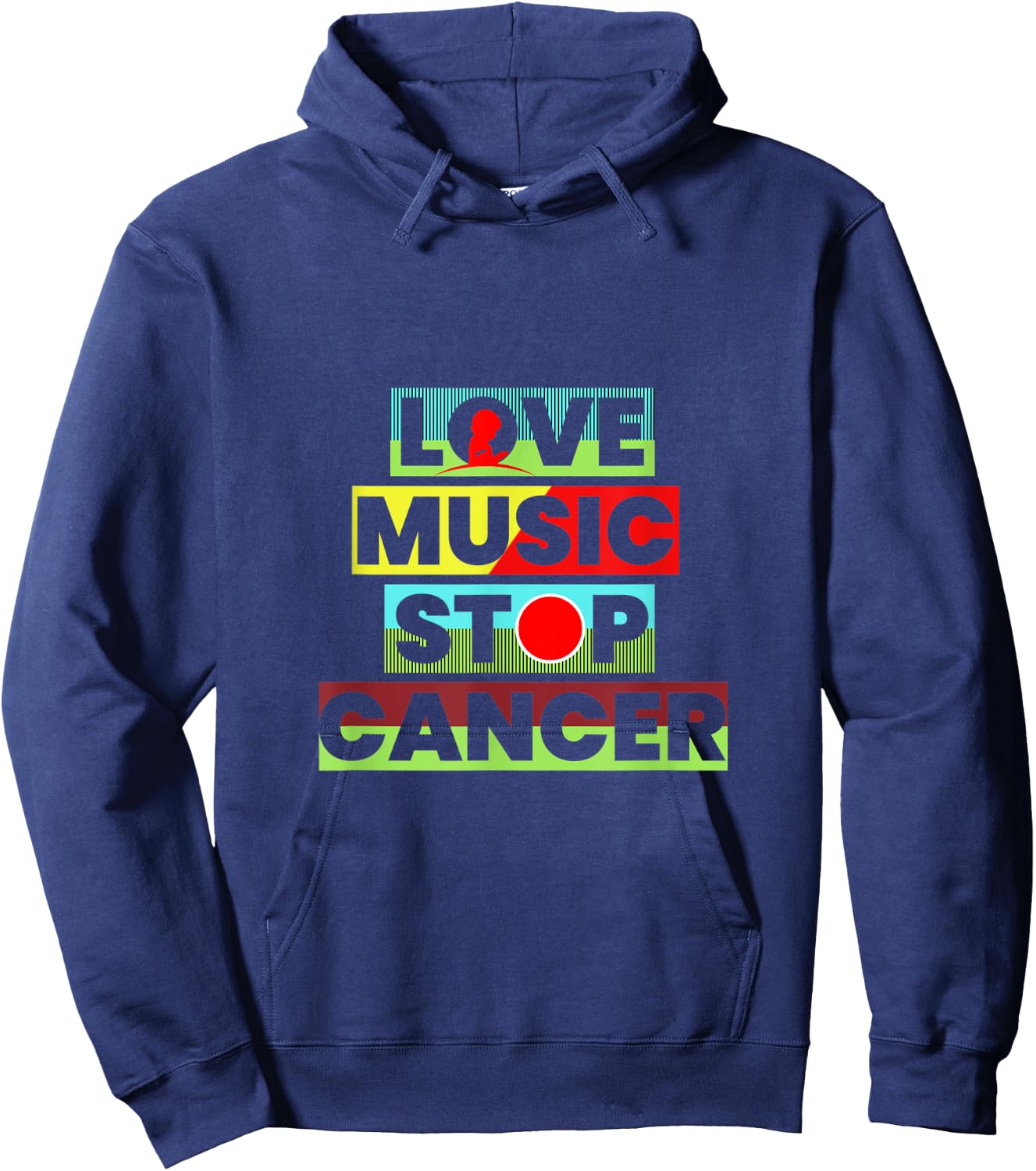 Love Music Stop Cancer Music Lover Hoodie - Hoodie | Navy