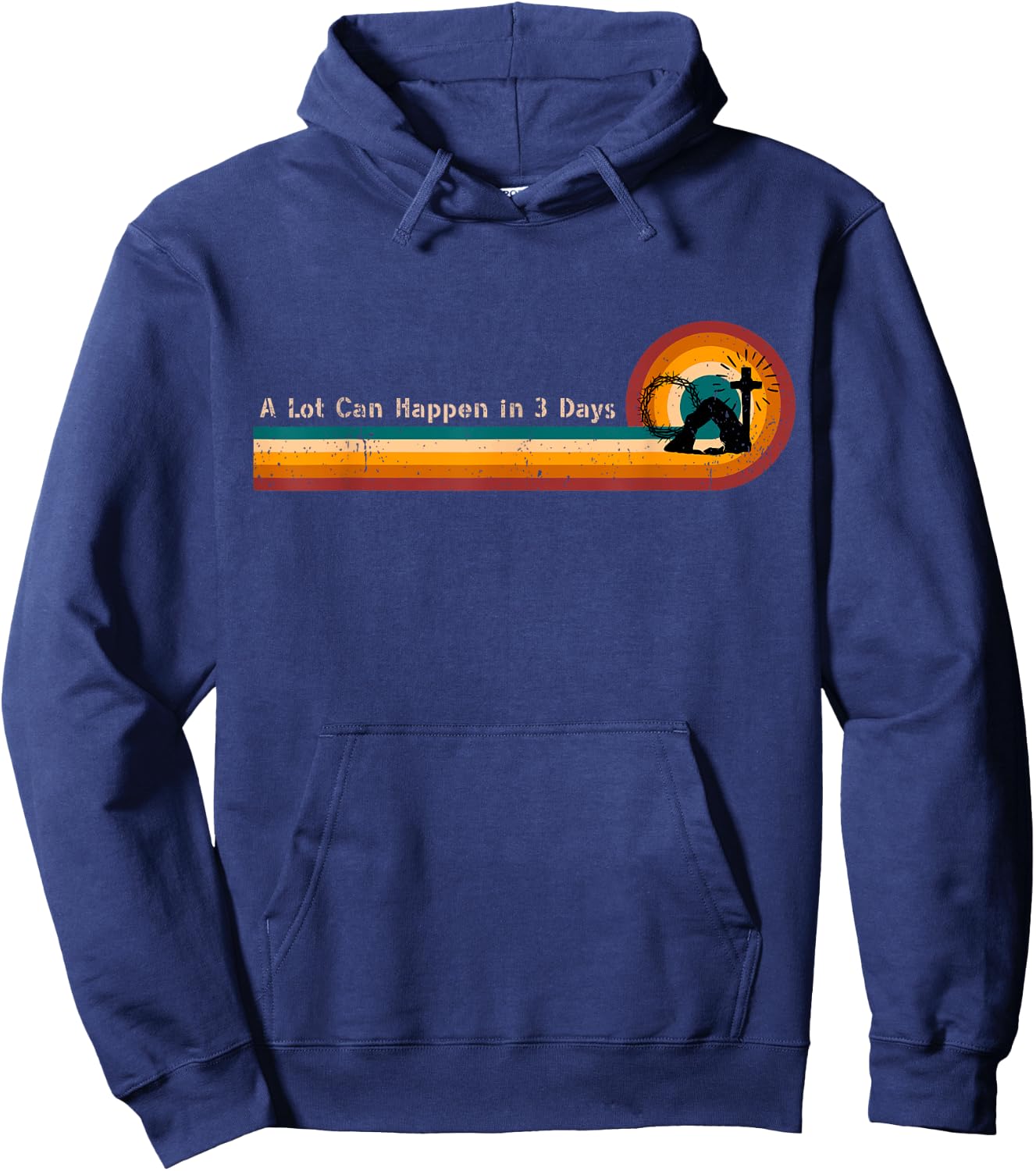 A Lot Can Happen In 3 Days Retro Stripes Hoodie - Hoodie | Navy