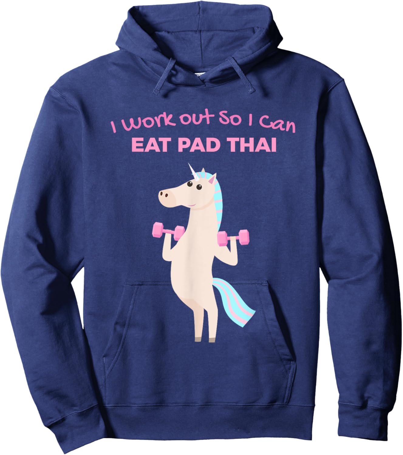 Funny Pad Thai Lover Unicorn Gym Design Hoodie - Hoodie | Navy