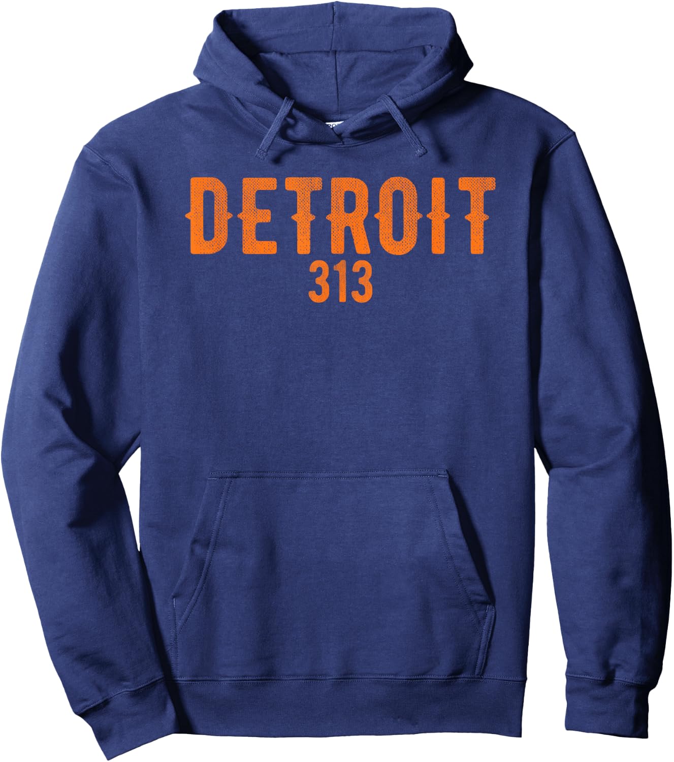 Detroit 313 Orange Text Design Apparel Hoodie - Hoodie | Navy