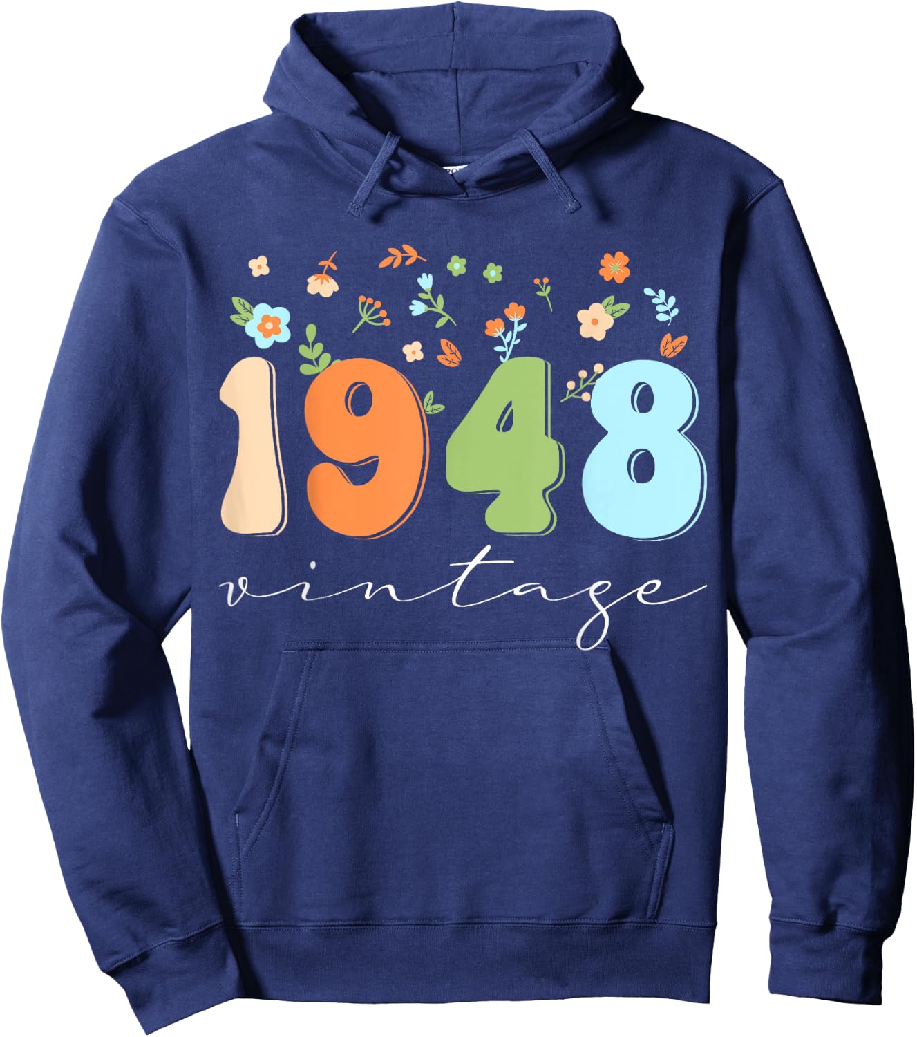 Vintage 1948 Shirt Funny Flower Graphic Retro Hoodie - Hoodie | Navy