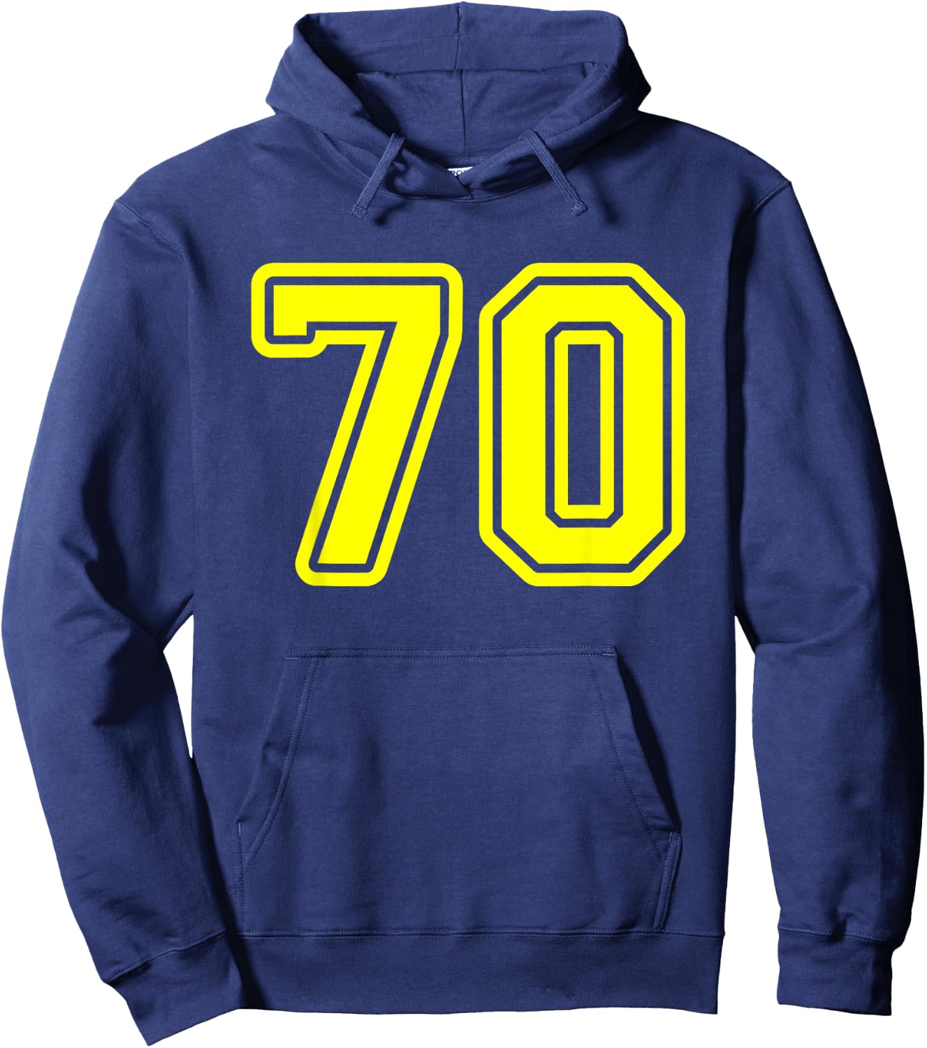 Yellow Sport Team Number #70 Hoodie - Hoodie | Navy