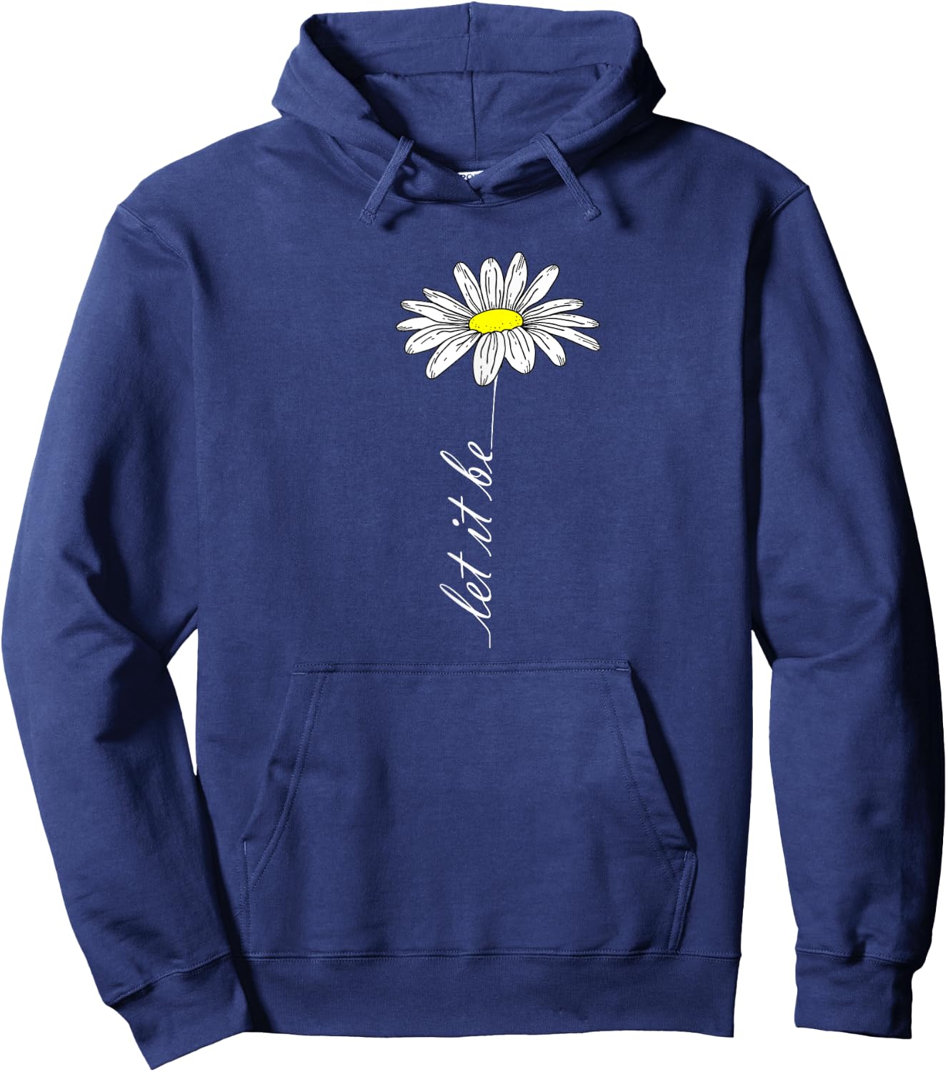 Simple line drawing of Let it be Women Daisy Hoodie - Hoodie | Navy