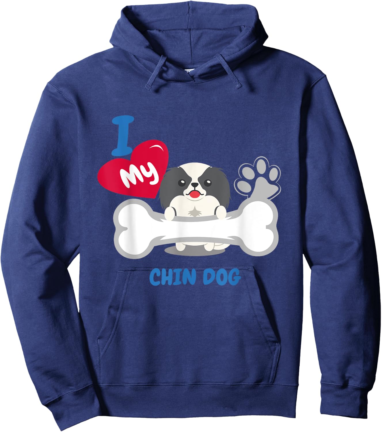 Japanese Chin - I Love My Chin Dog Hoodie - Hoodie | Navy