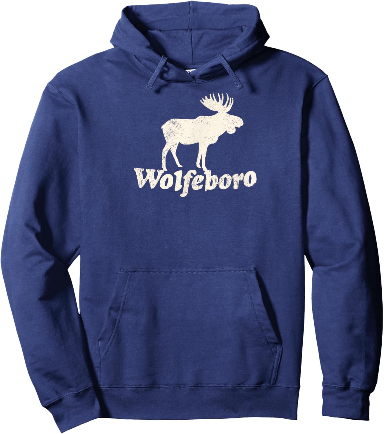 Wolfeboro, NH Vacation Moose Hoodie - Hoodie | Navy