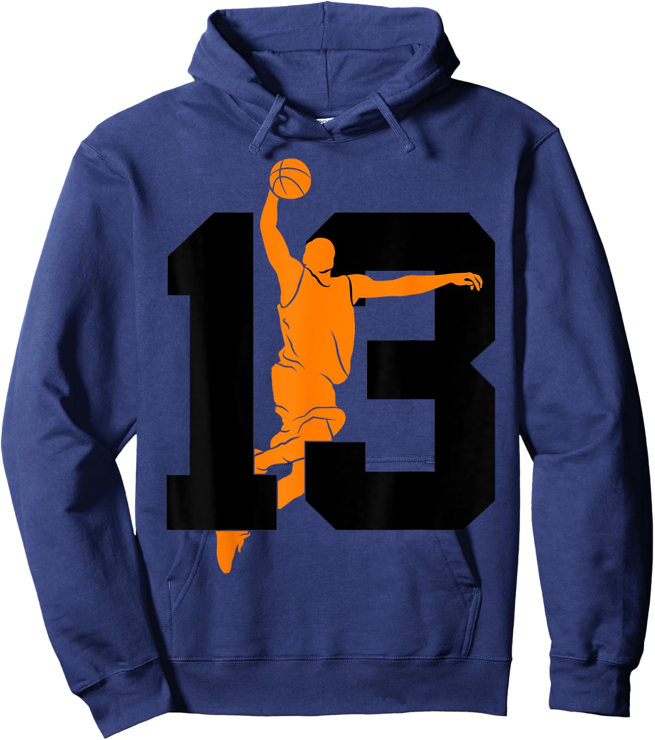 Number 13 Years Basketball 13th Birthday Hoodie - Hoodie | Navy
