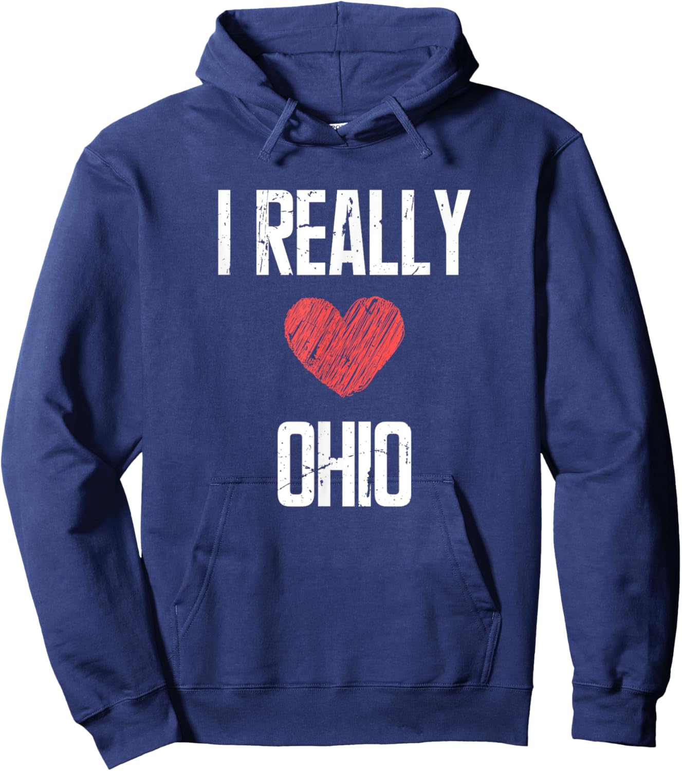 I Really Love Ohio Heart Retro Style Home State Hoodie - Hoodie | Navy
