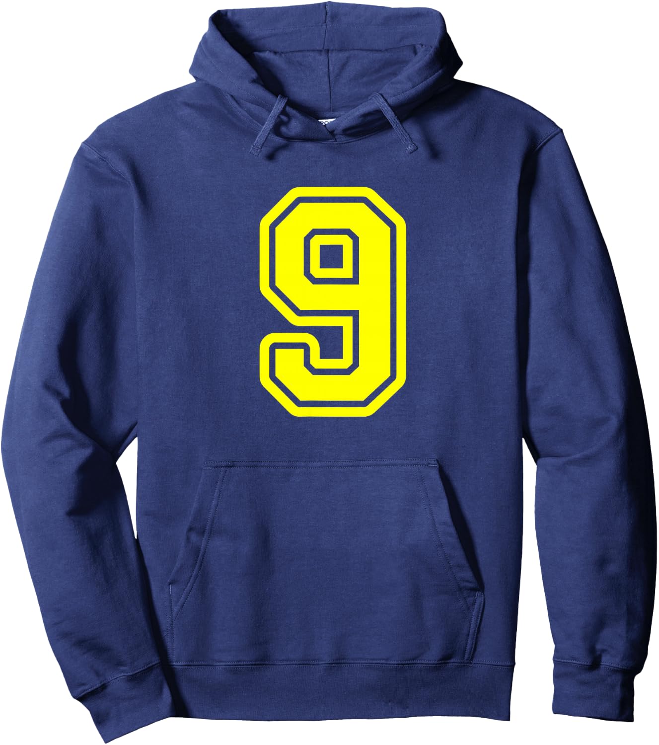Yellow Sport Team Number #9 Hoodie - Hoodie | Navy