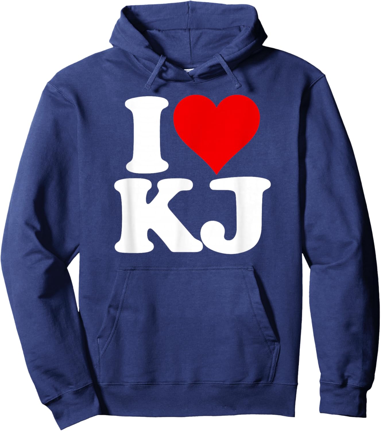 I Love Heart Kj K J Initials Name Nickname on a Hoodie - Hoodie | Navy
