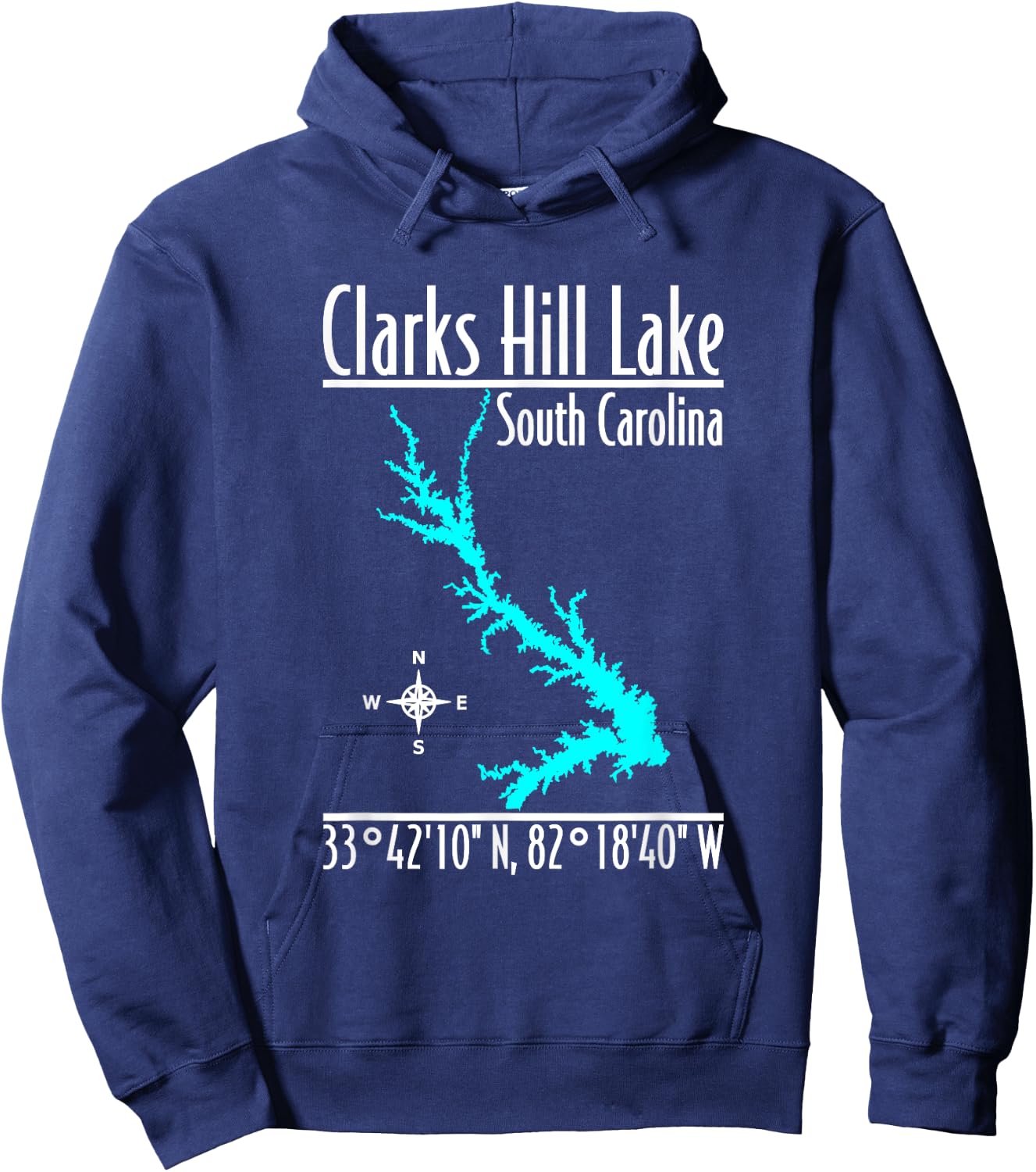 Modern Clarks Hill Lake - South Carolina Hoodie - Hoodie | Navy