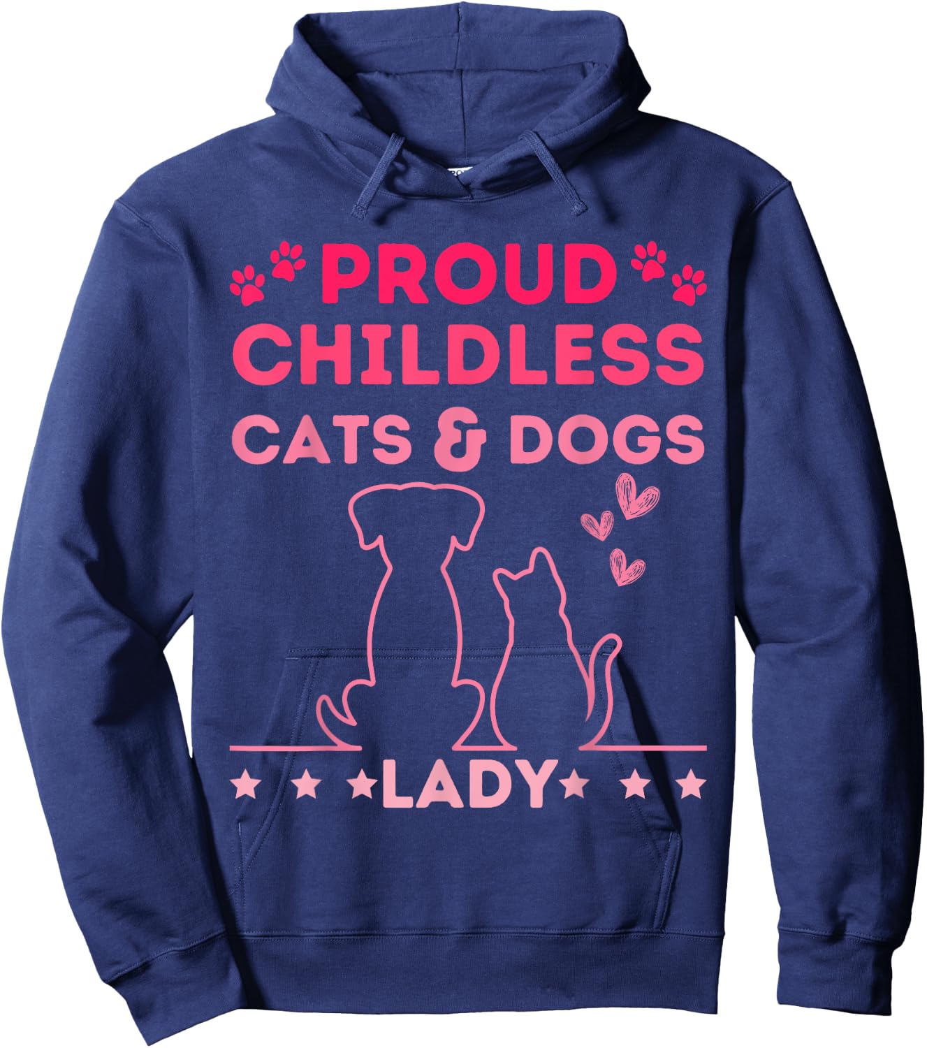 Proud Childless Cats & Dogs Lady Vintage Women Hoodie - Hoodie | Navy
