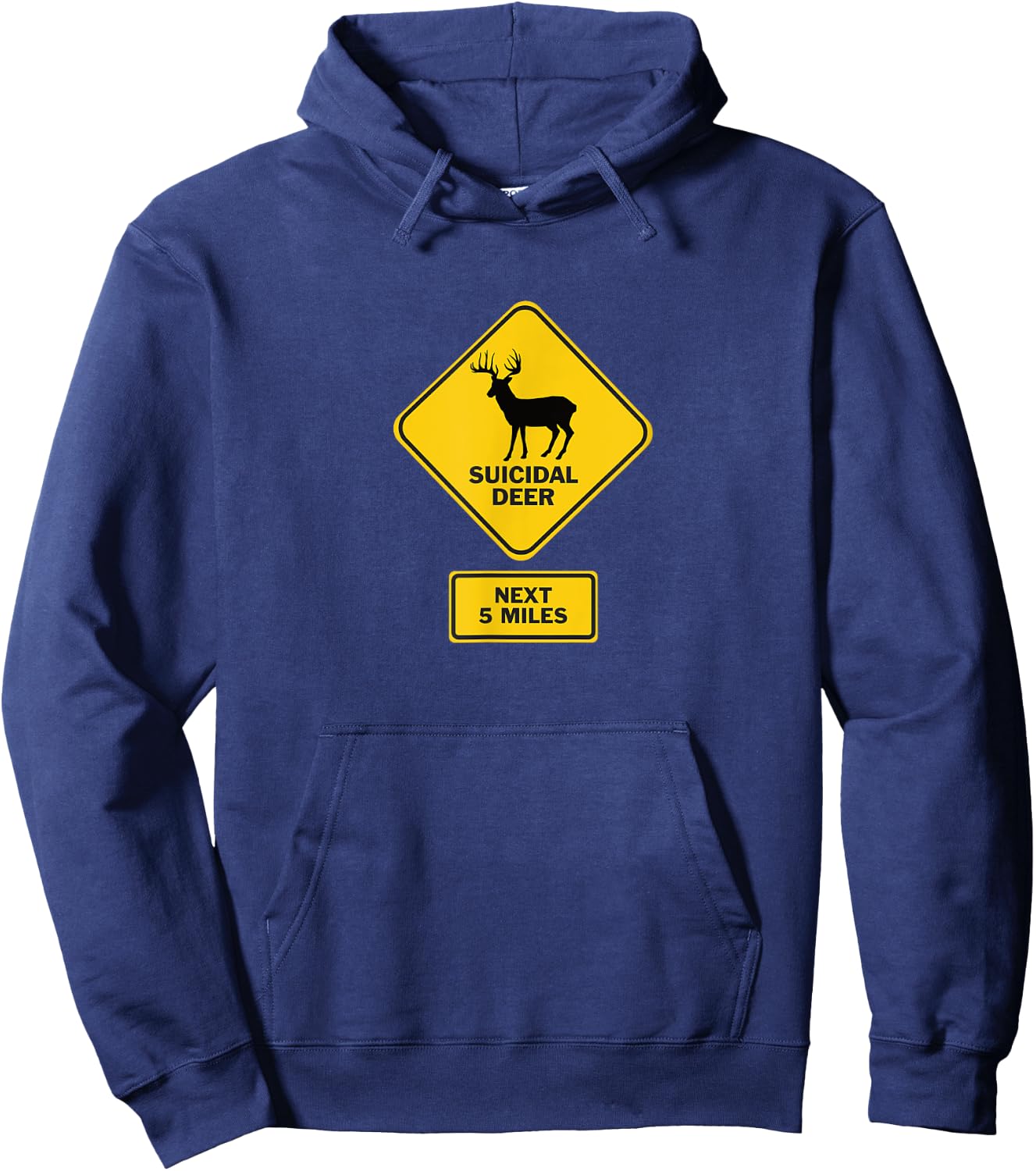 Suicidal Deer Crossing Road Sign Funny Hoodie - Hoodie | Navy