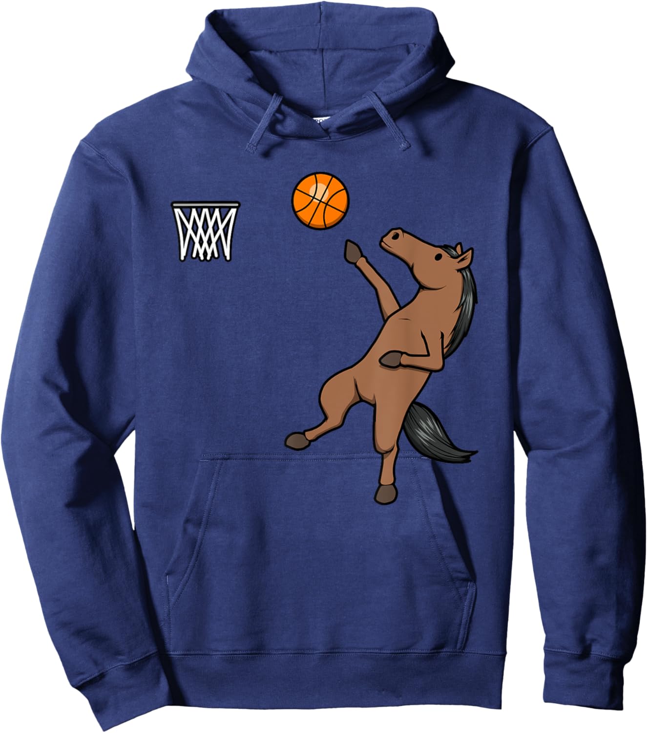 Horse Playing Basketball Ball Sports Hobby Hoodie - Hoodie | Navy