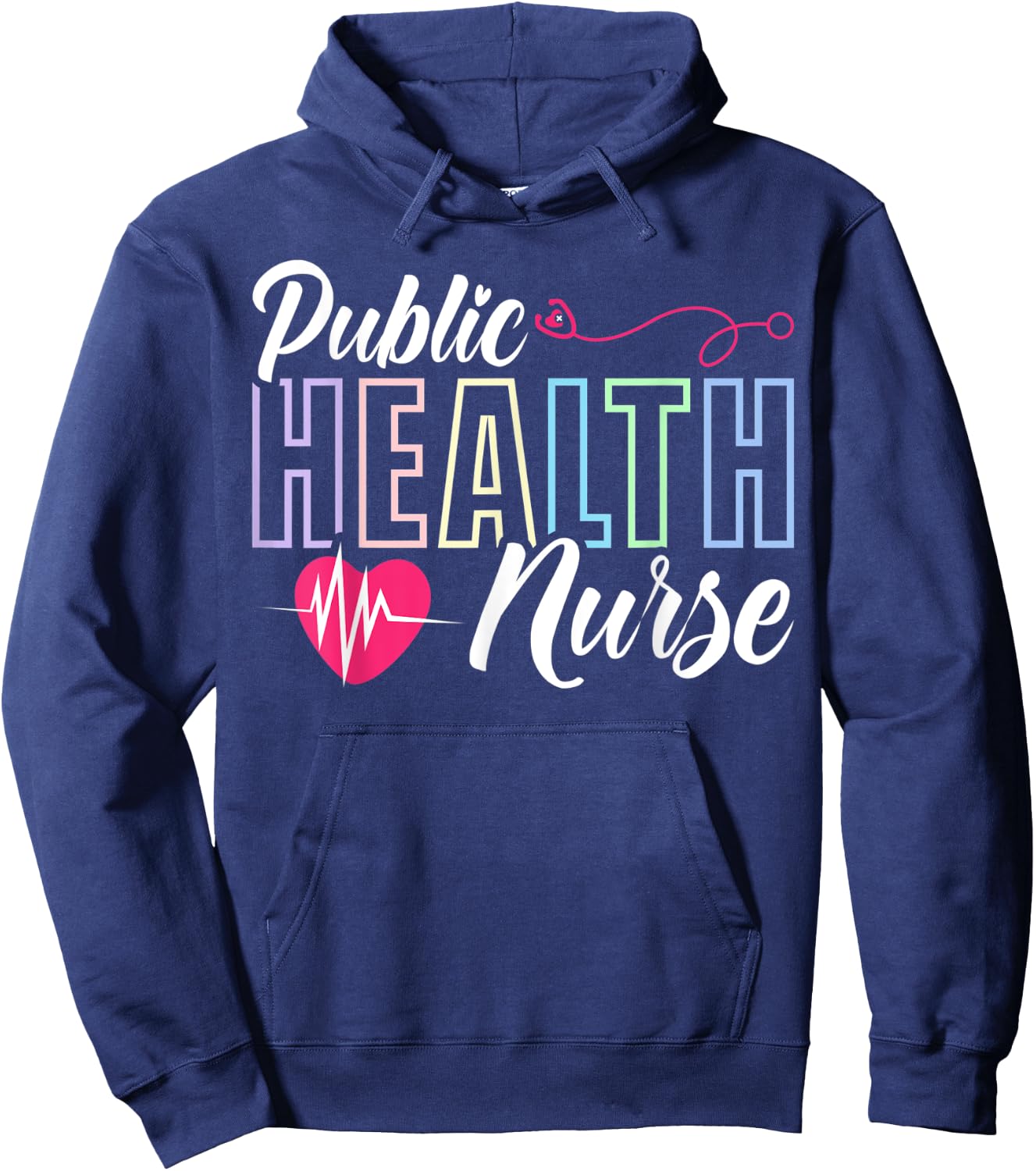 Public Health Nurse Love Stethoscope Hoodie - Hoodie | Navy