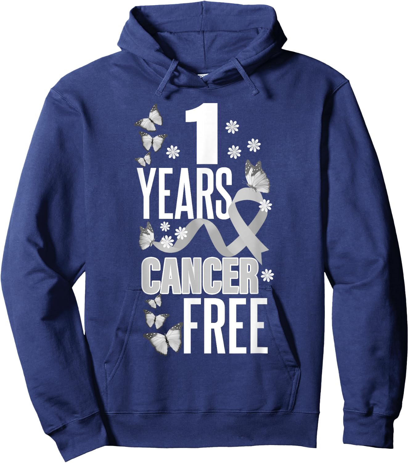 1 Year Cancer Free For Lungs Cancer Awareness Hoodie - Hoodie | Navy