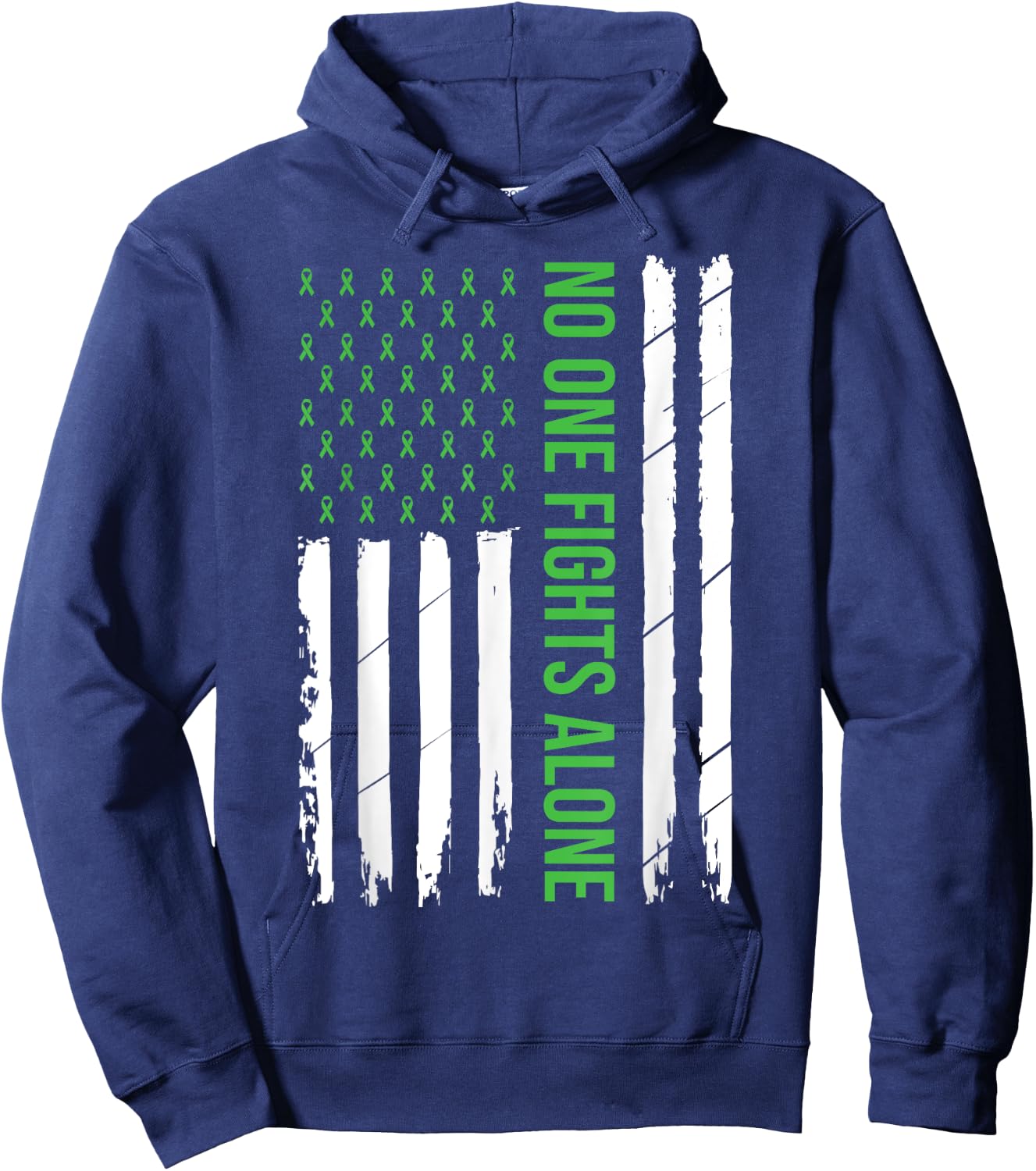 Mental Health Awareness Green Ribbon Hoodie - Hoodie | Navy