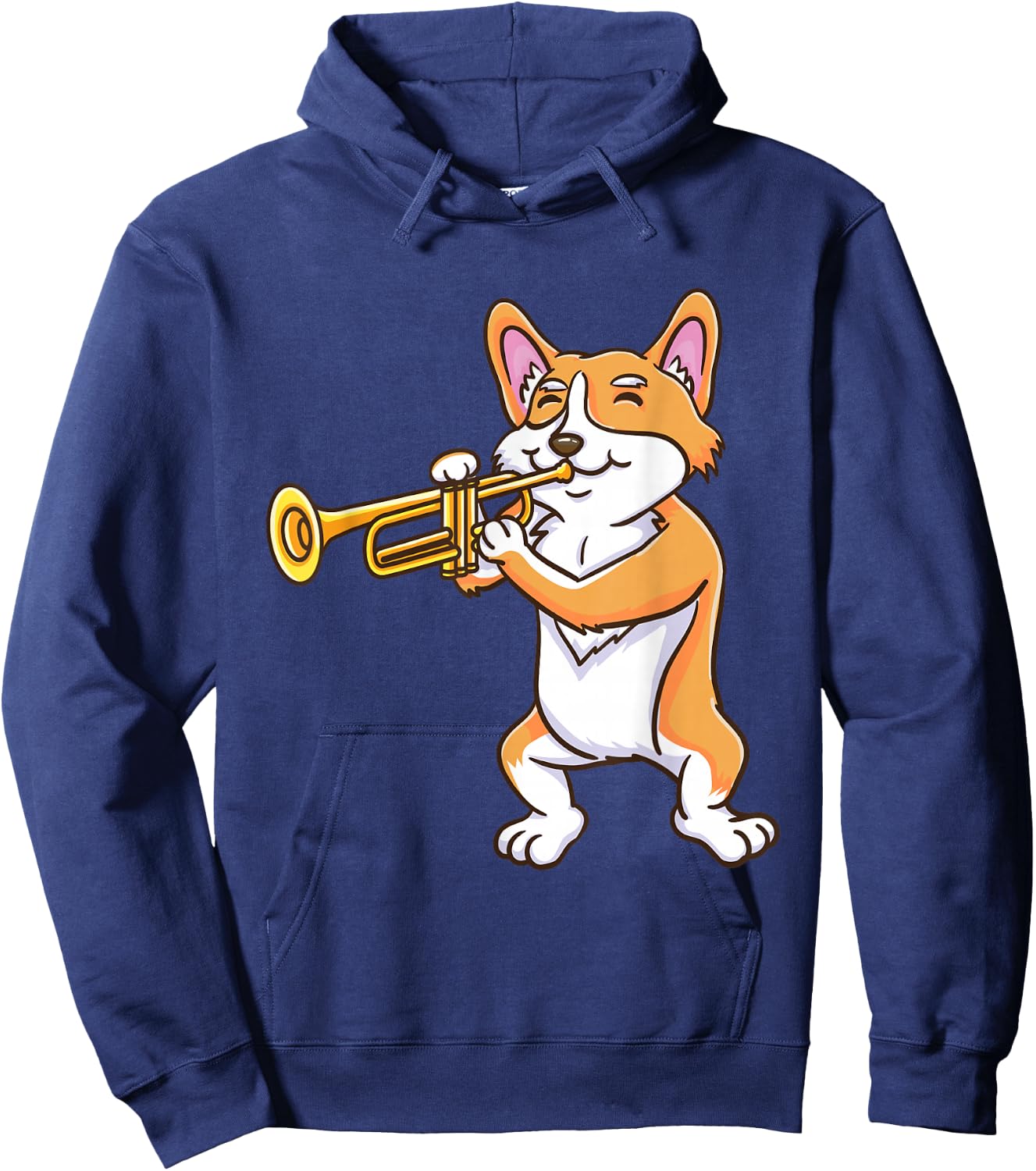 Corgi Playing Trumpet Corgi Owner Hoodie - Hoodie | Navy