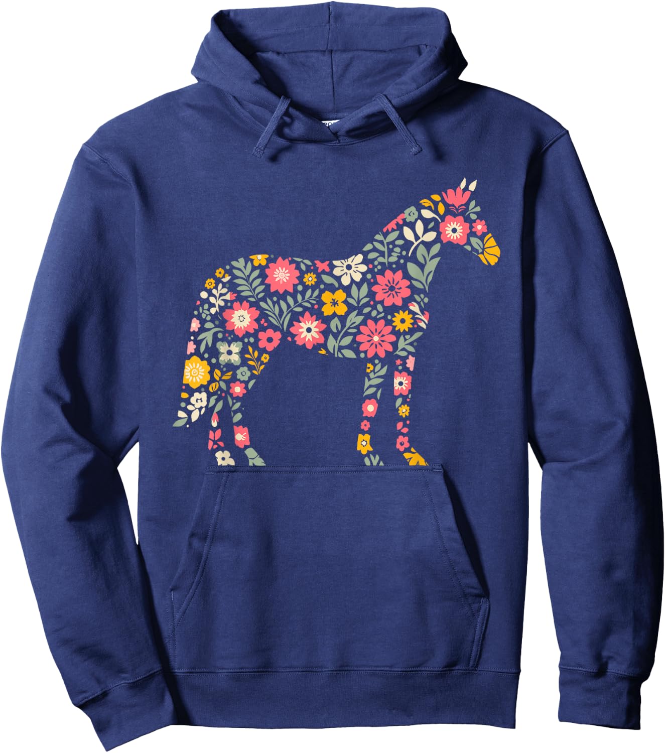 Floral FLower Horse Mom Grandma Mothers Day Hoodie - Hoodie | Navy