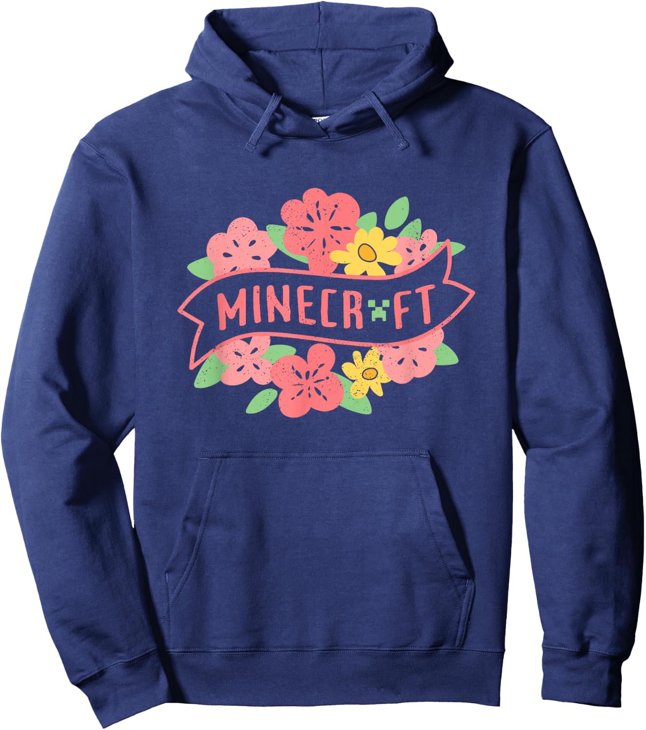 Minecraft Spring Floral Pastel Logo Hoodie - Hoodie | Navy