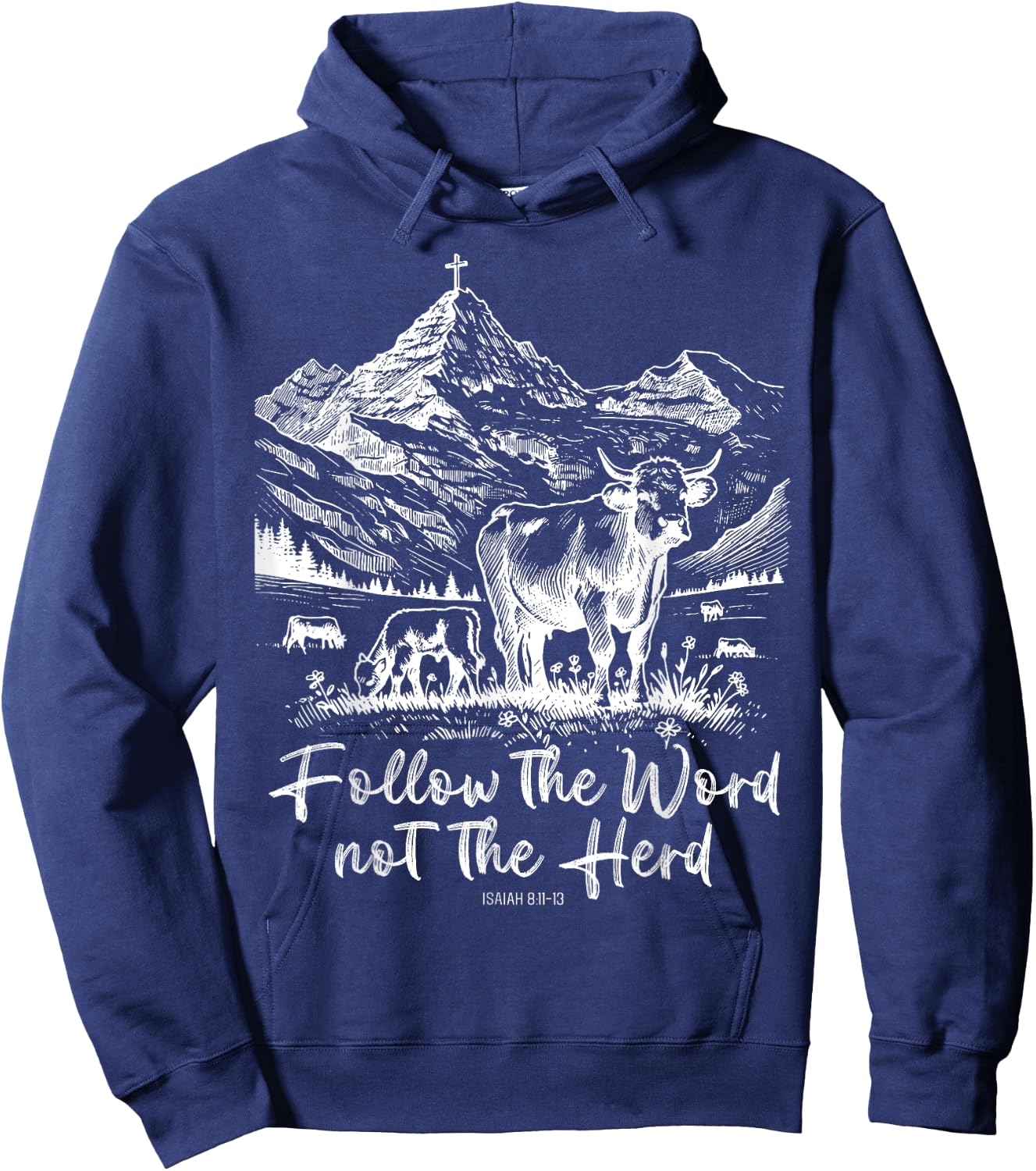 Follow The Word Not The Herd Funny Cow Farm Hoodie - Hoodie | Navy