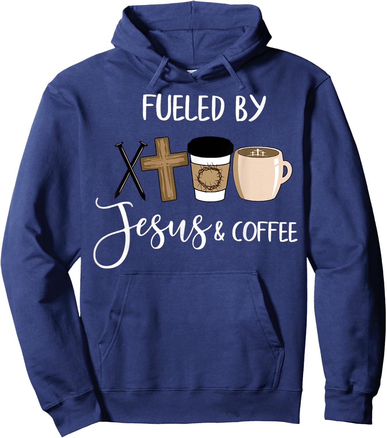 Fueled By Jesus Coffee Hoodie - Hoodie | Navy