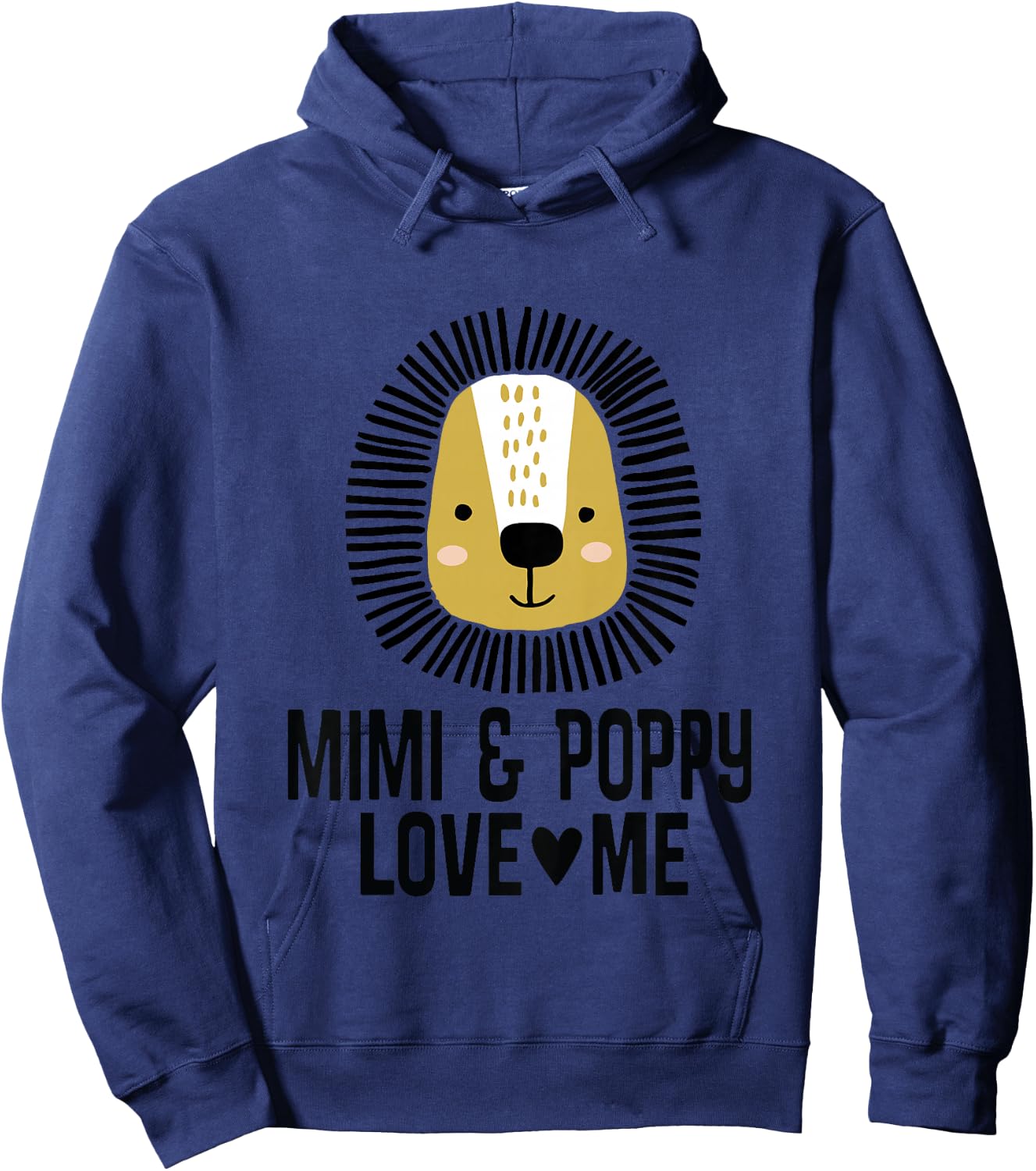 Mimi And Poppy Love Me Grandkids Lion Hoodie - Hoodie | Navy