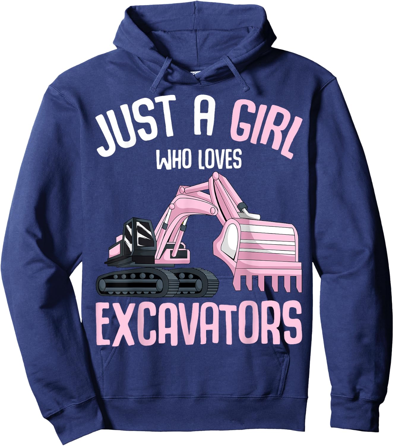 Just A Girl Who Loves Excavators Girls Kids Hoodie - Hoodie | Navy
