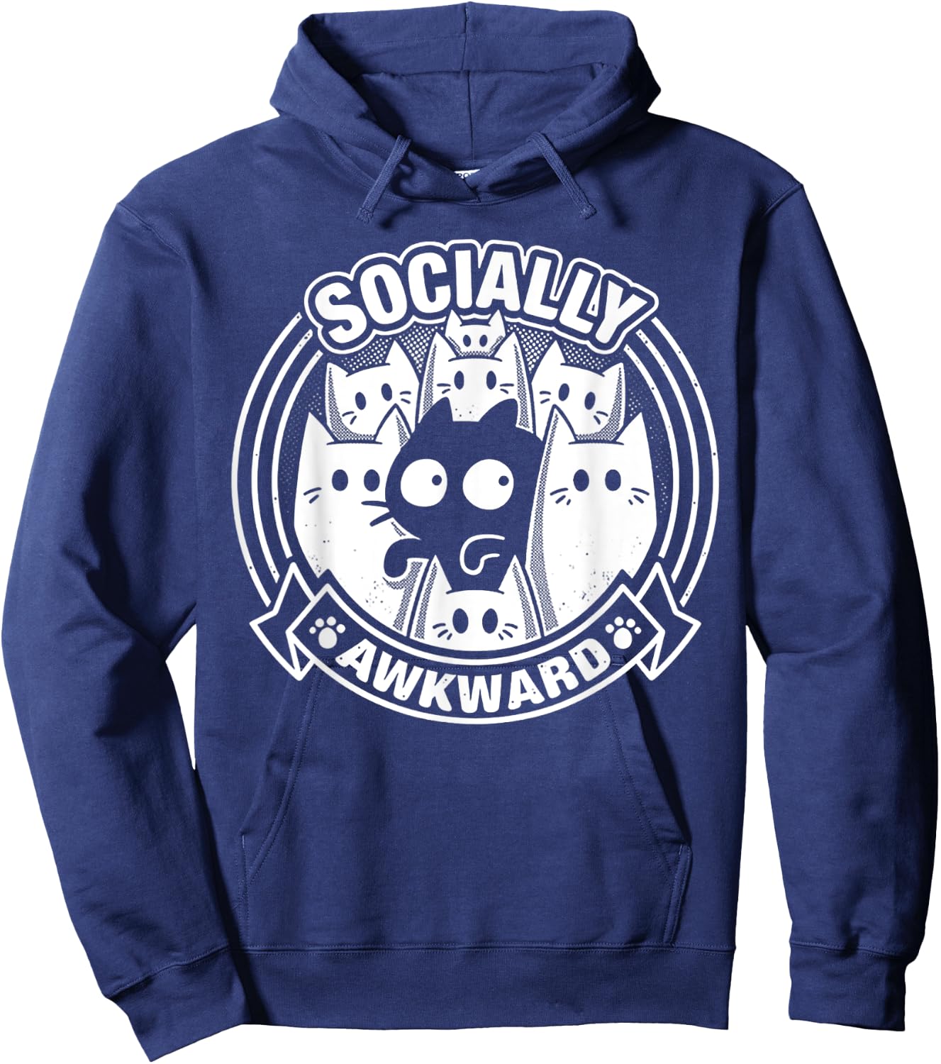 Socially Awkward Cat Hoodie - Hoodie | Navy