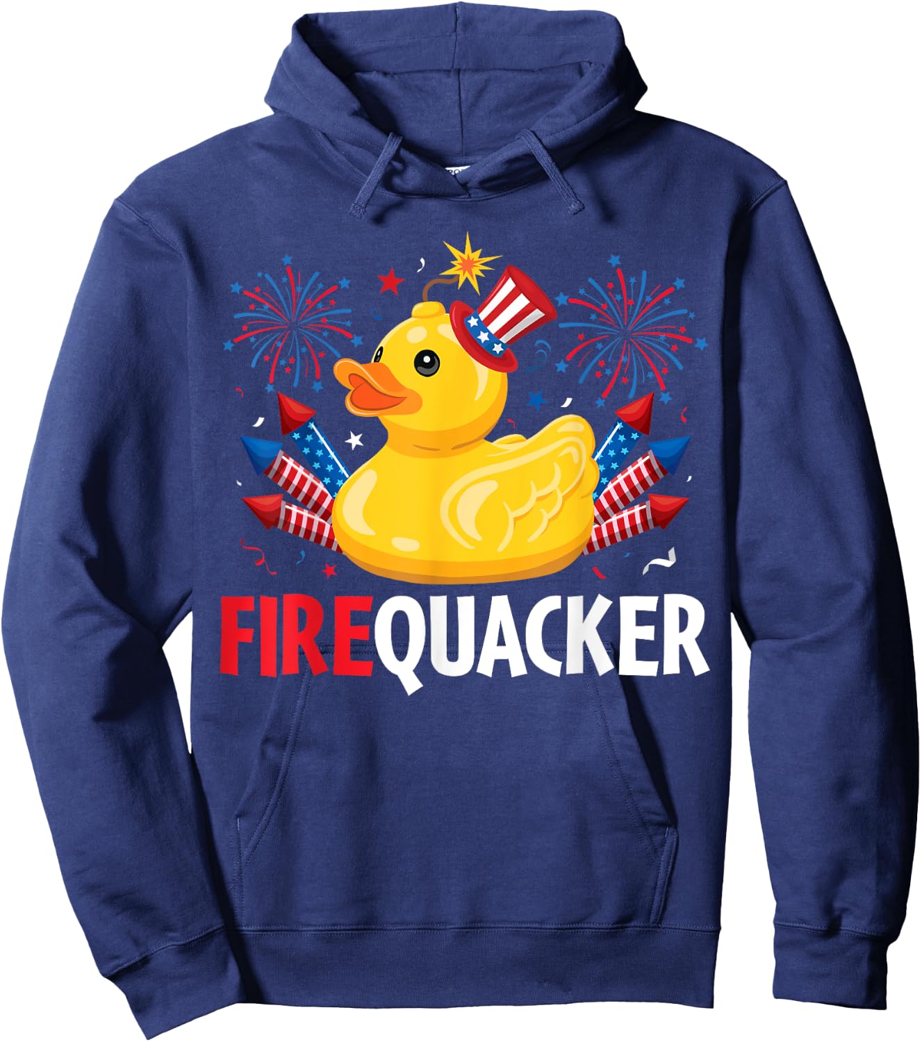 Funny Firecracker Duck 4th of July Hoodie - Hoodie | Navy