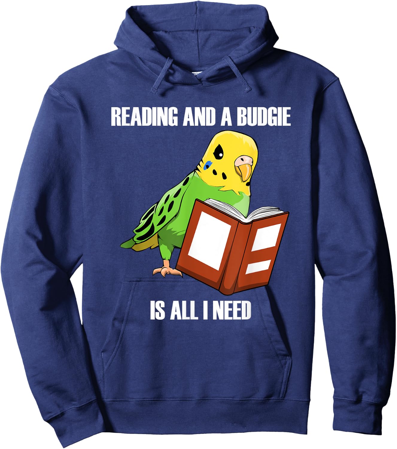 Cute Parakeet Budgie and Reading Books Hoodie - Hoodie | Navy