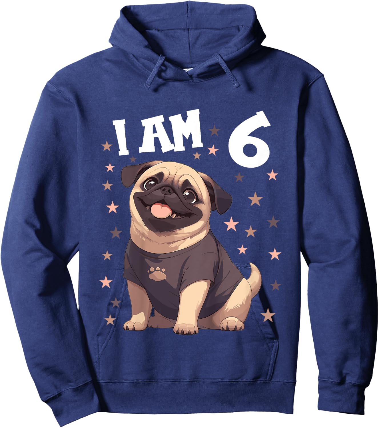Kids 6 Years old 6th birthday Pugs Pug Hoodie - Hoodie | Navy