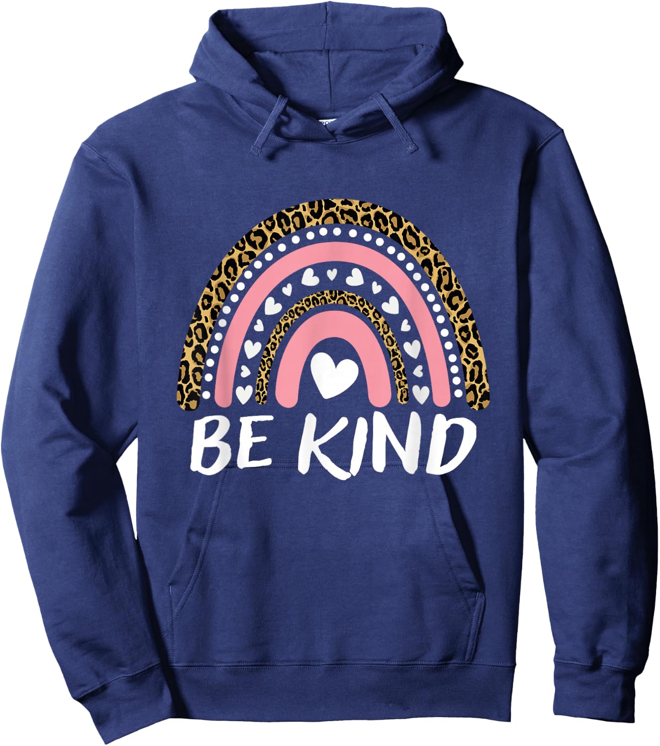 Be Kind Leopard Rainbow Hoodie - Hoodie | Navy