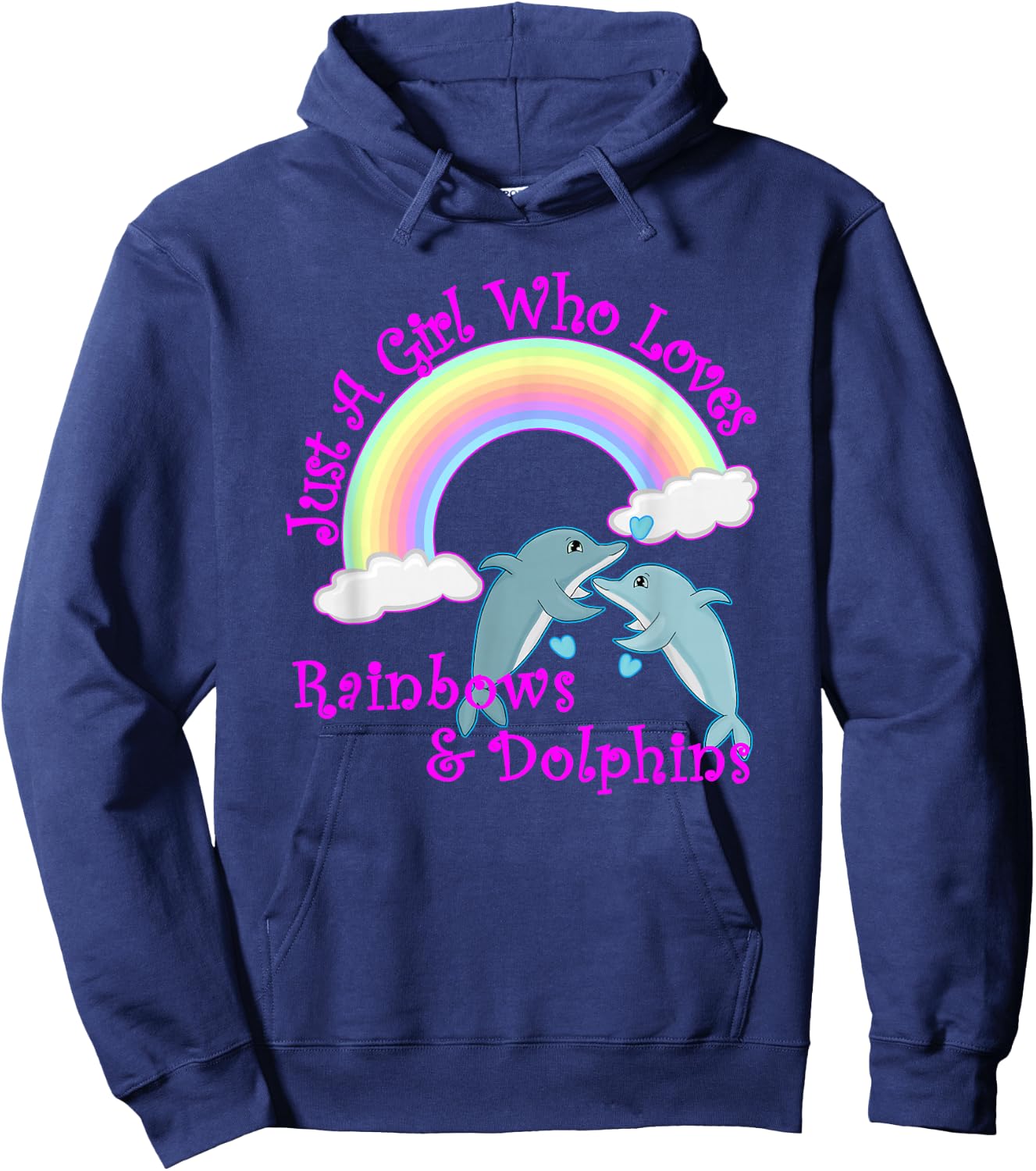 Girl Who Loves Rainbows & Dolphins Hoodie - Hoodie | Navy