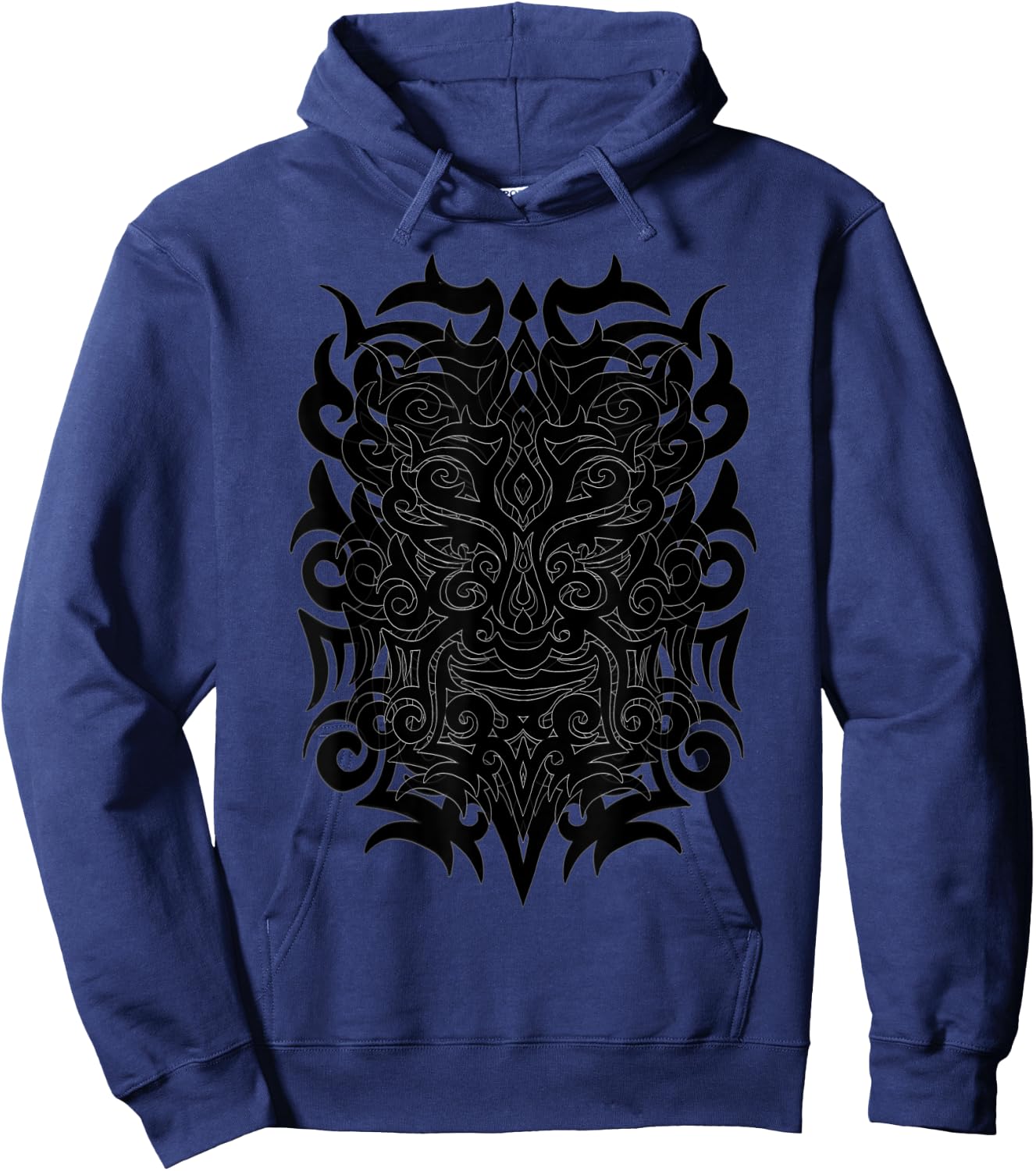Tribal Maori Tattoo Style Warrior Face Tribal Hoodie - Hoodie | Navy