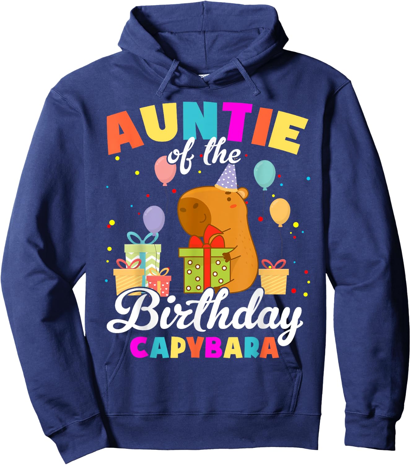 Auntie Of The Birthday Capybara Family Party Hoodie - Hoodie | Navy