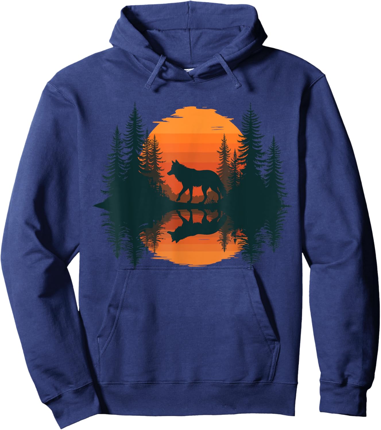 Wolf Reflection Forest Nature Wildlife Outdoor Hoodie - Hoodie | Navy