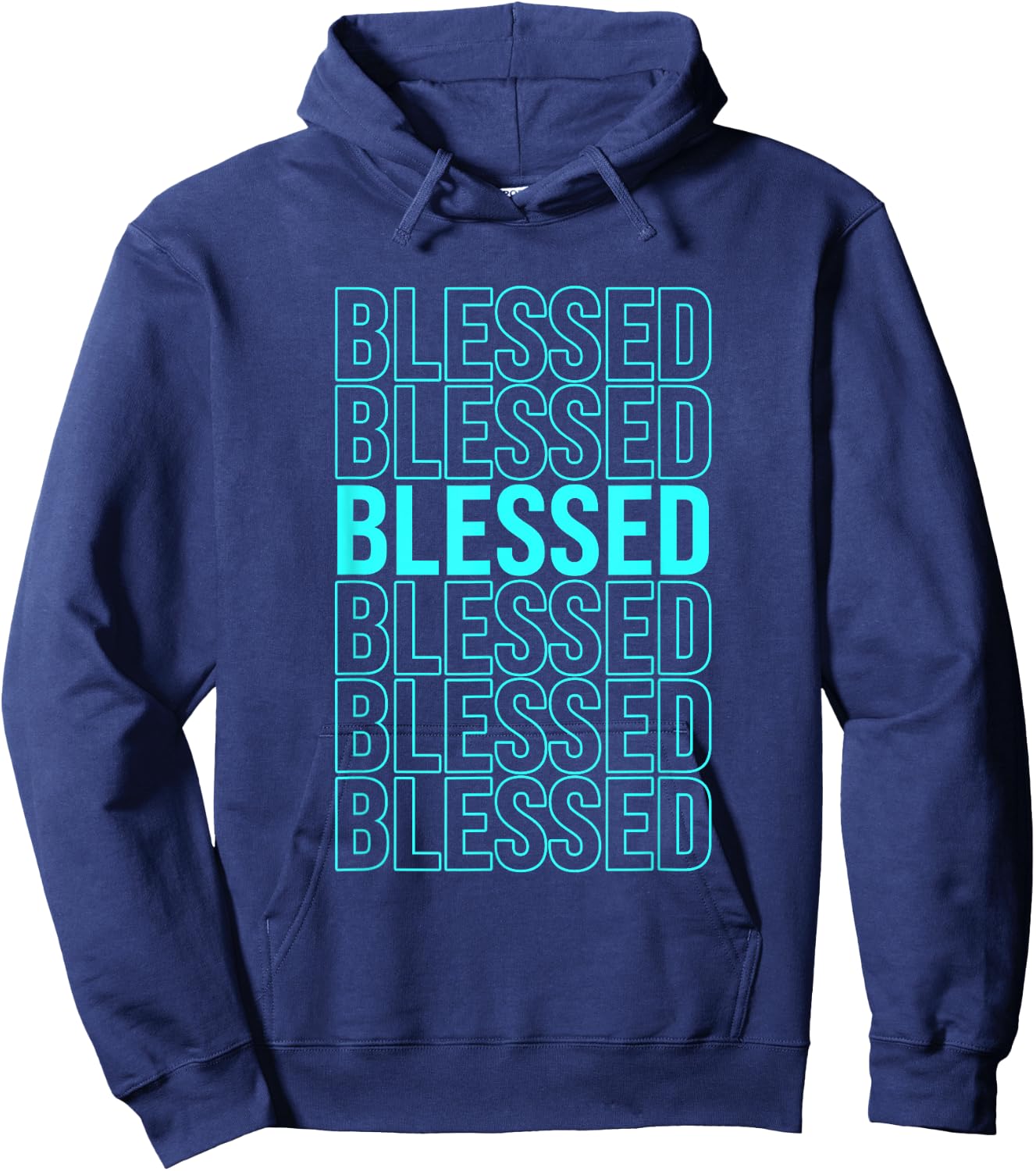 Turquoise Blessed Turquoise Color Graphic Hoodie - Hoodie | Navy
