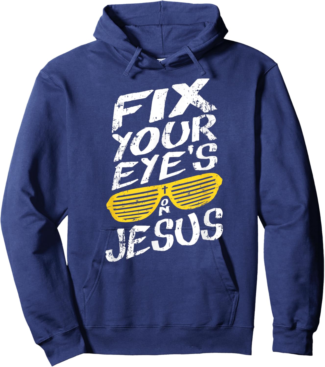 Fix Your Eyes On Jesus - Retro Christian Hoodie - Hoodie | Navy