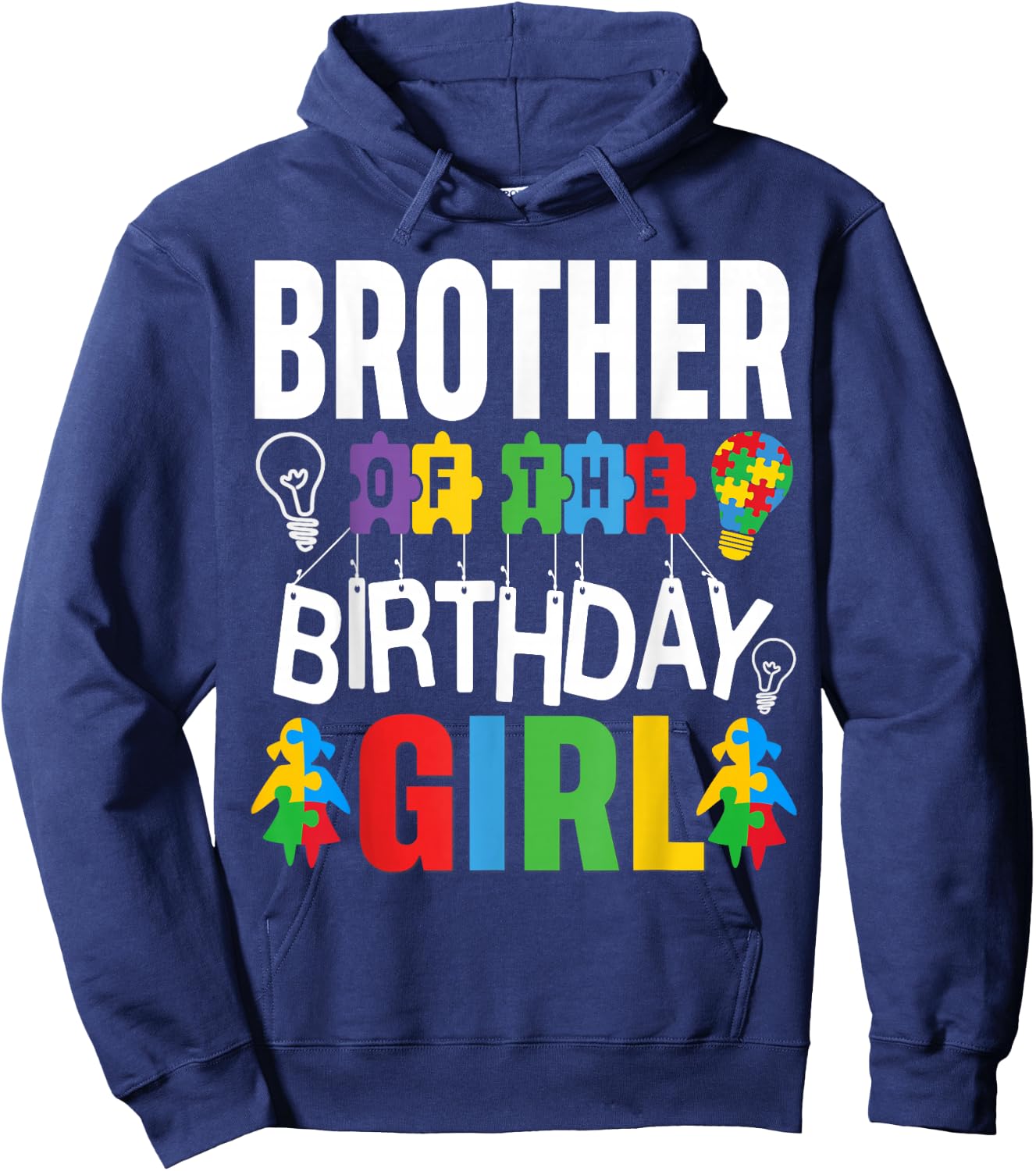Brother Of The Birthday Girl Autism Hoodie - Hoodie | Navy